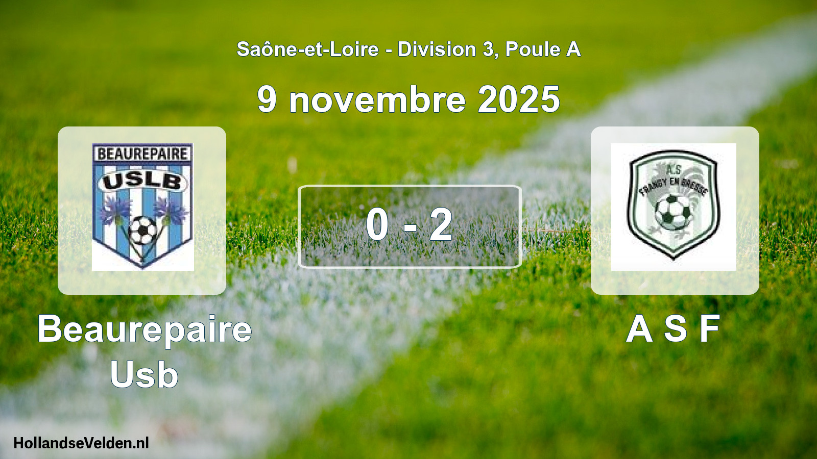 Match joué: Beaurepaire Usb - A S F 0 - 2 (9 novembre 2025)