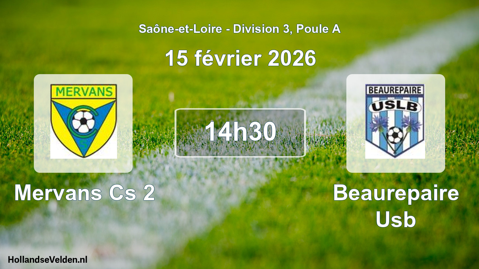 Match programmé: Mervans Cs 2 - Beaurepaire Usb (15 février 2026)