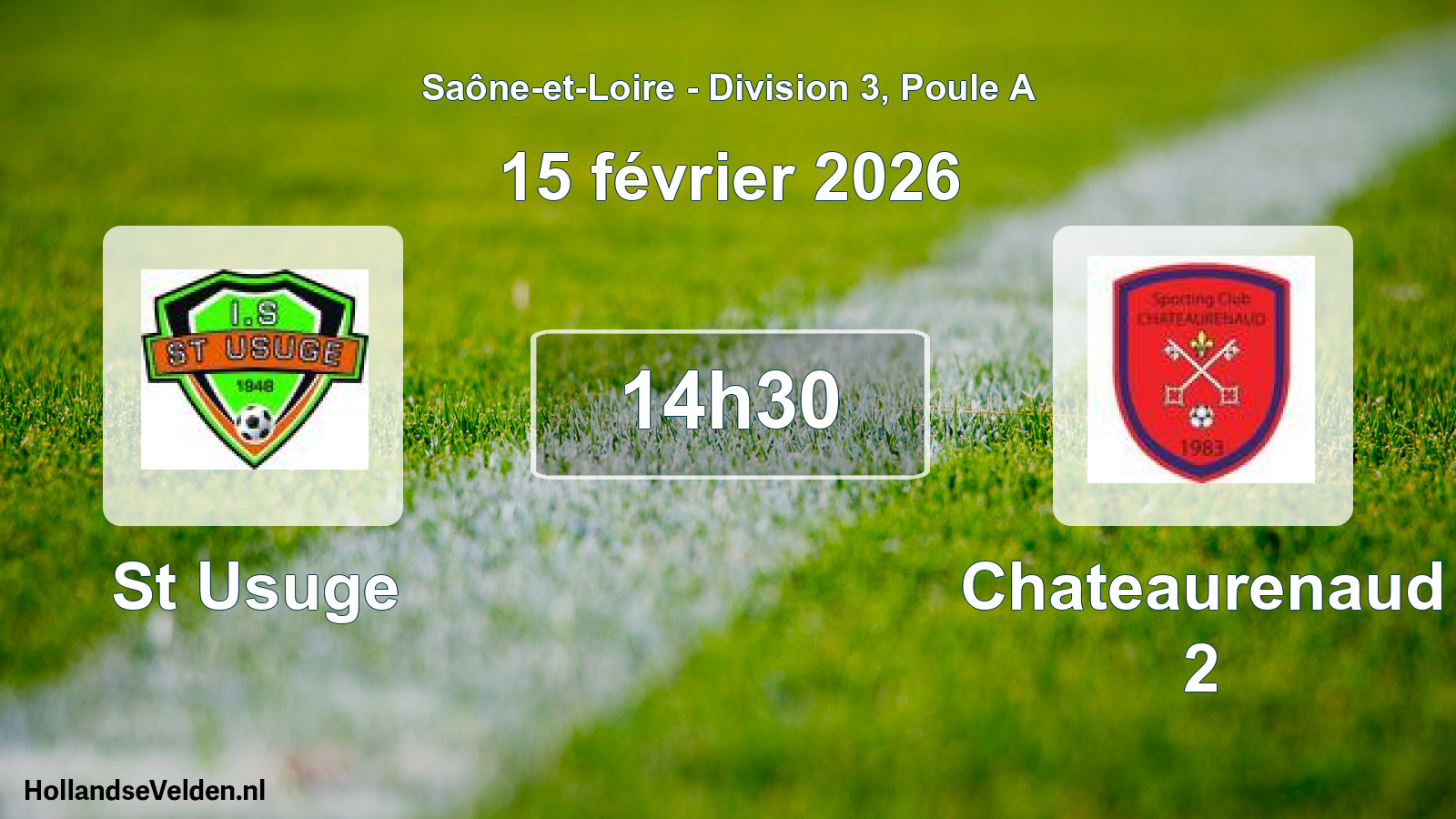 Match programmé: St Usuge - Chateaurenaud 2 (15 février 2026)