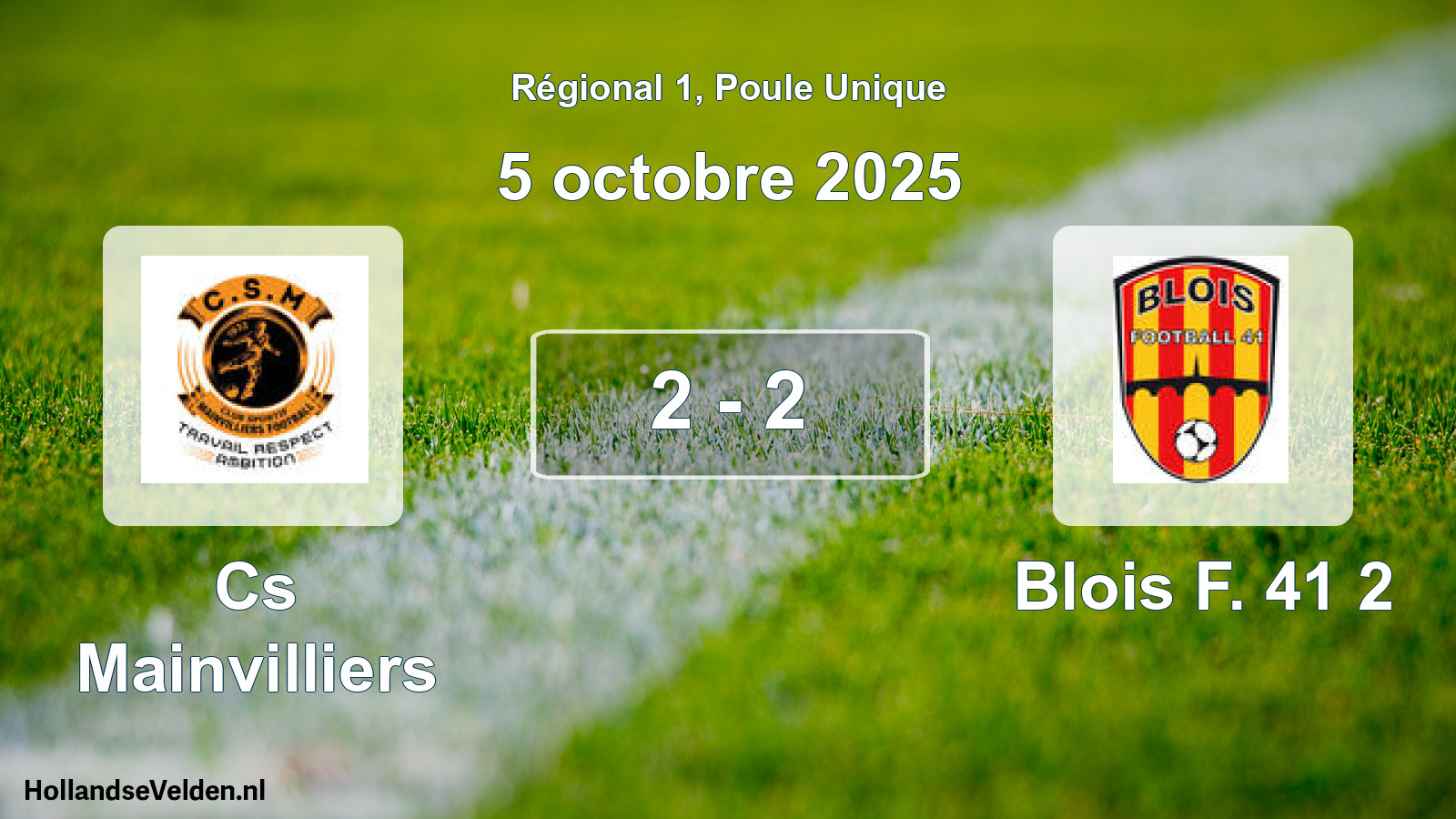 Gespeelde wedstrijd: Cs Mainvilliers - Blois F. 41 2 2 - 2 (5 octobre 2025)