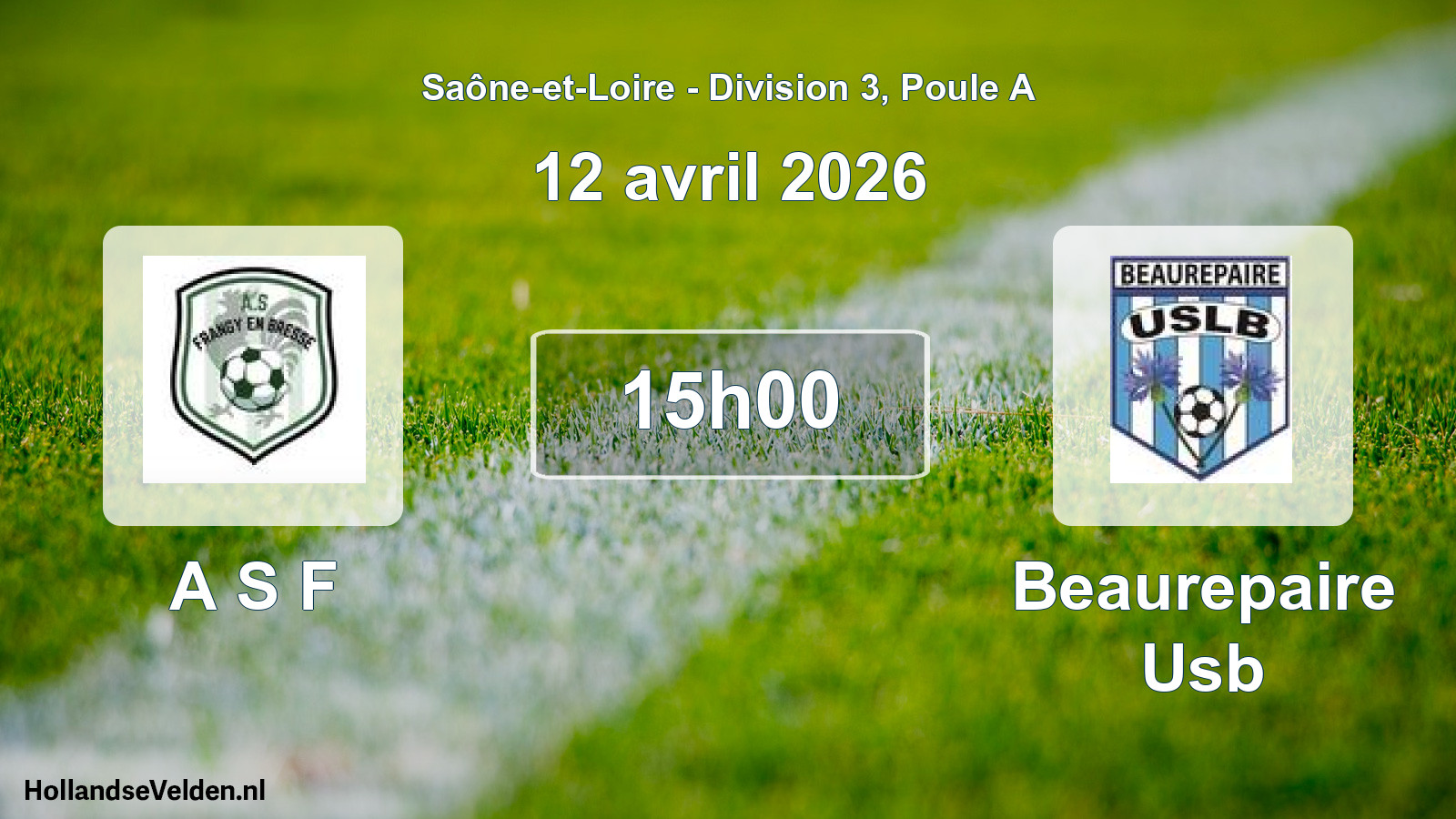 Match programmé: A S F - Beaurepaire Usb (12 avril 2026)