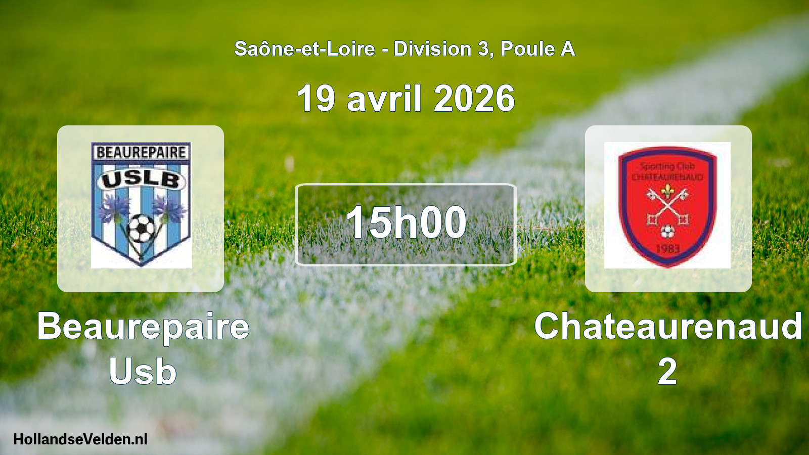 Geplande wedstrijd: Beaurepaire Usb - Chateaurenaud 2 (19 april 2026)