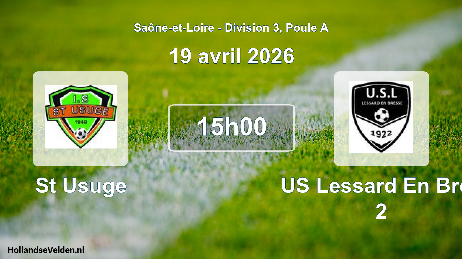 Match programmé: St Usuge - US Lessard En Bres 2 (19 avril 2026)