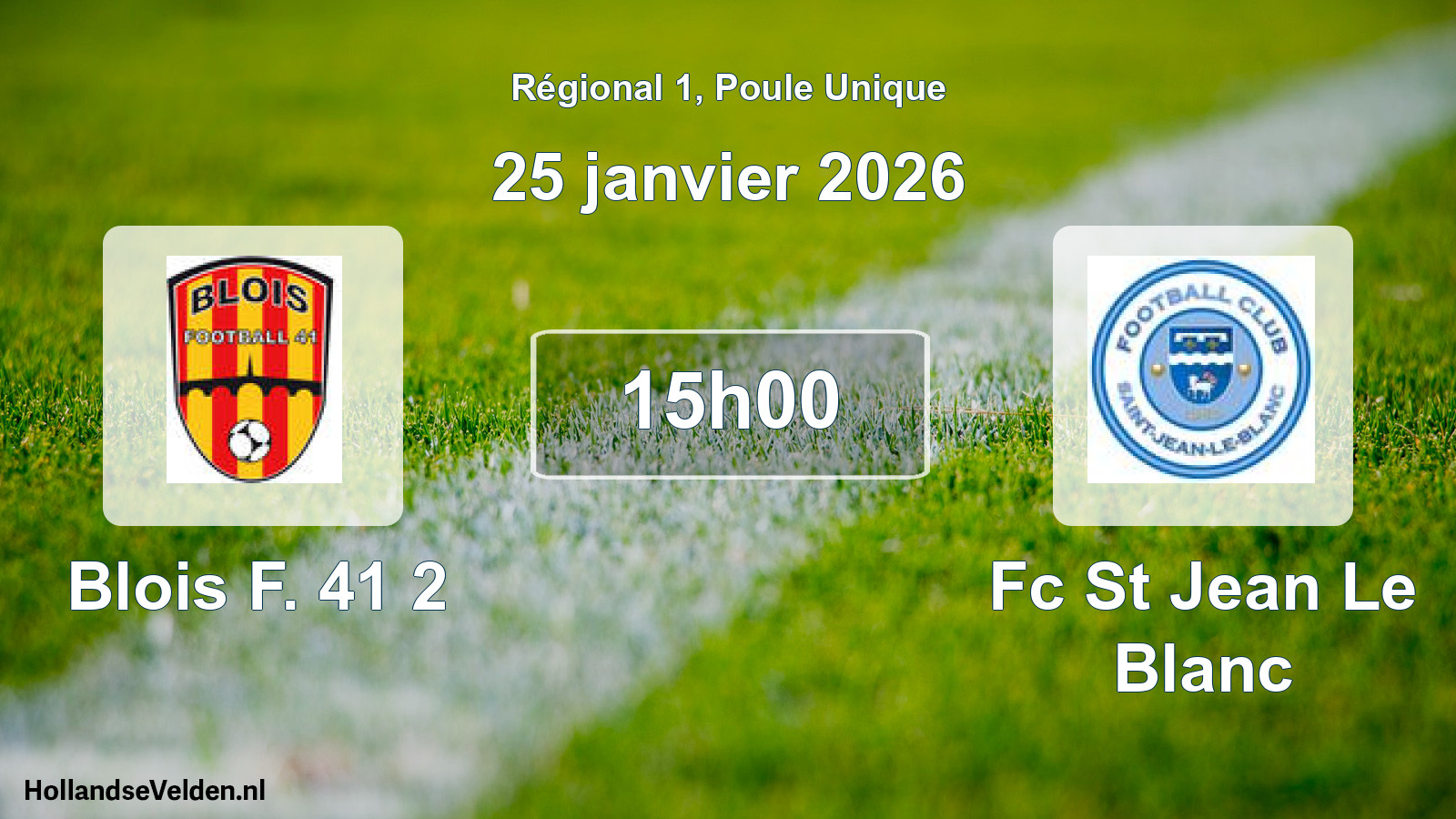 Geplande wedstrijd: Blois F. 41 2 - Fc St Jean Le Blanc (25 janvier 2026)