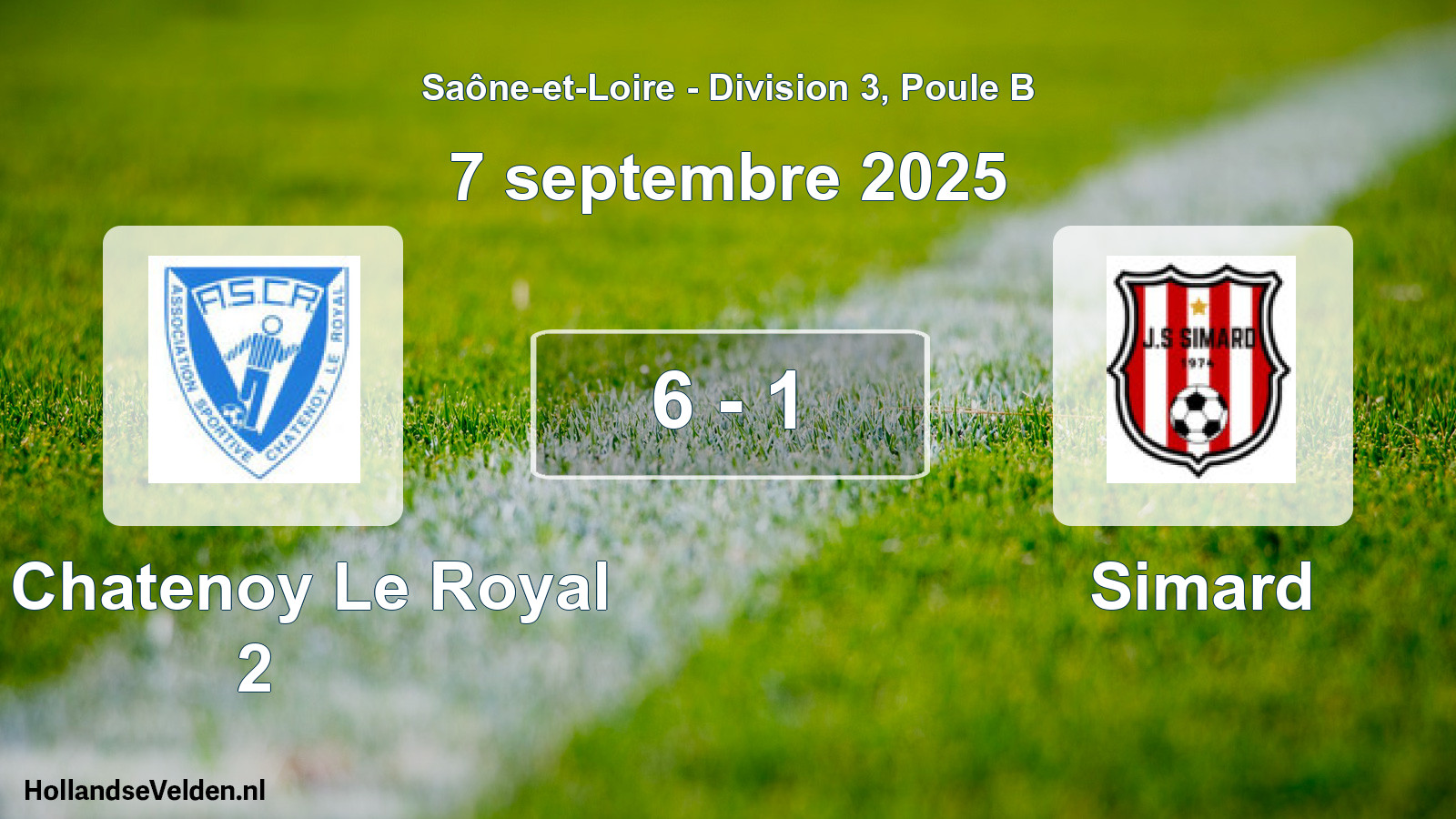 Total number of matches played: AS Chatenoy Le Royal 2 - Simard 6 - 1 (7 September 2025)