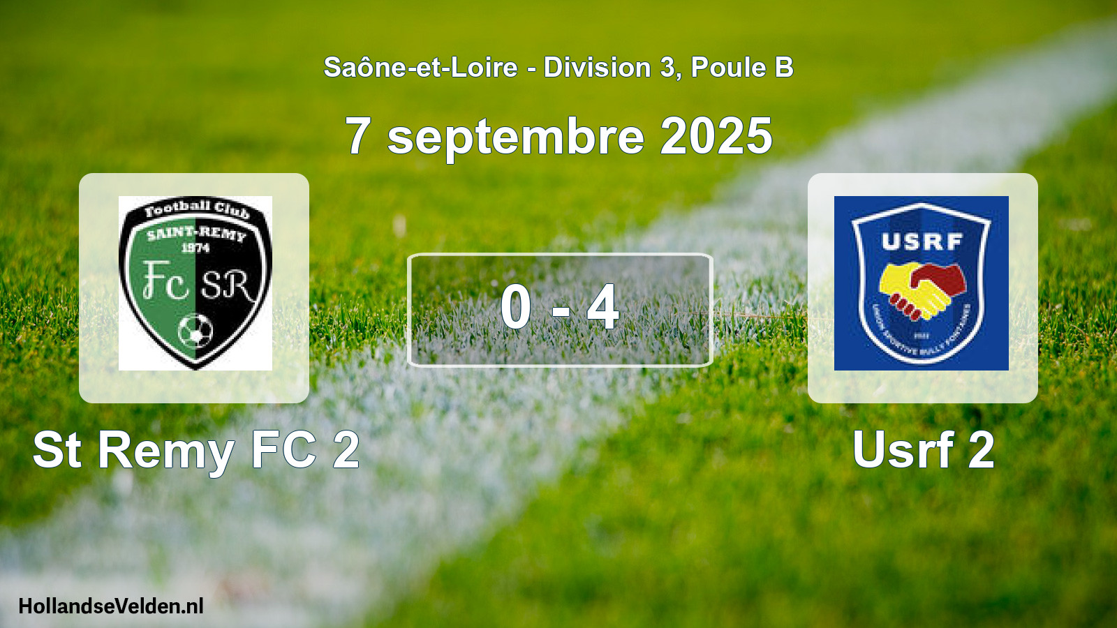 Gespeelde wedstrijd: St Remy FC 2 - Usrf 2 0 - 4 (7 september 2025)