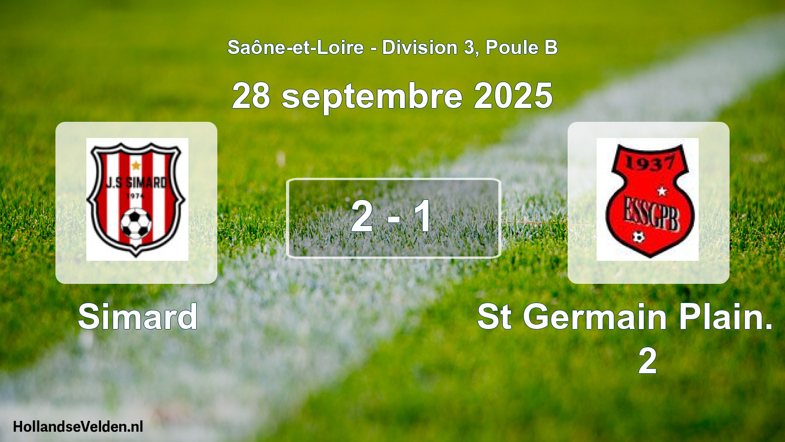 Match joué: Simard - St Germain Plain. B. 2 2 - 1 (28 septembre 2025)