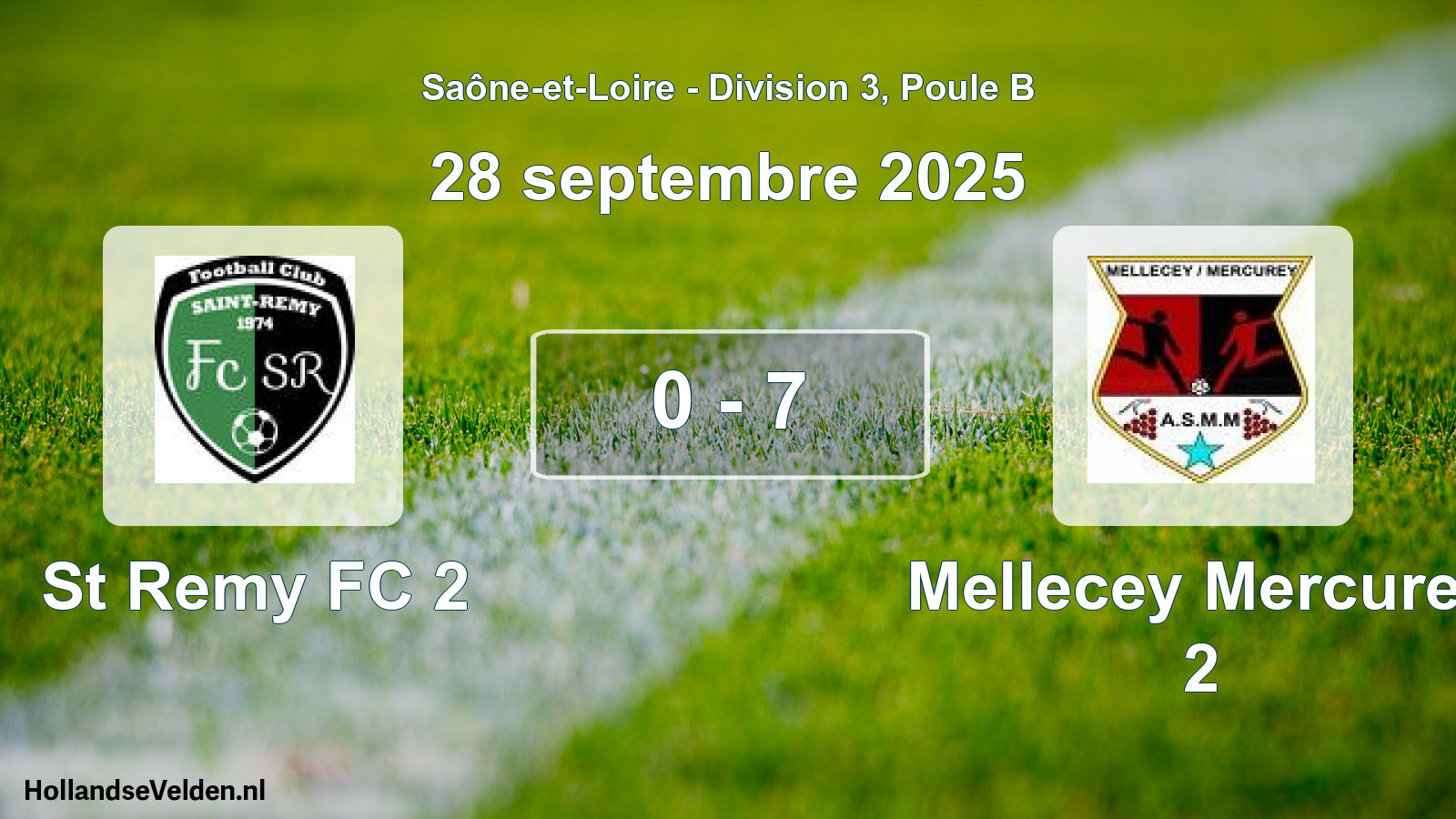 Total number of matches played: St Remy FC 2 - Mellecey Mercurey 2 0 - 7 (28 September 2025)