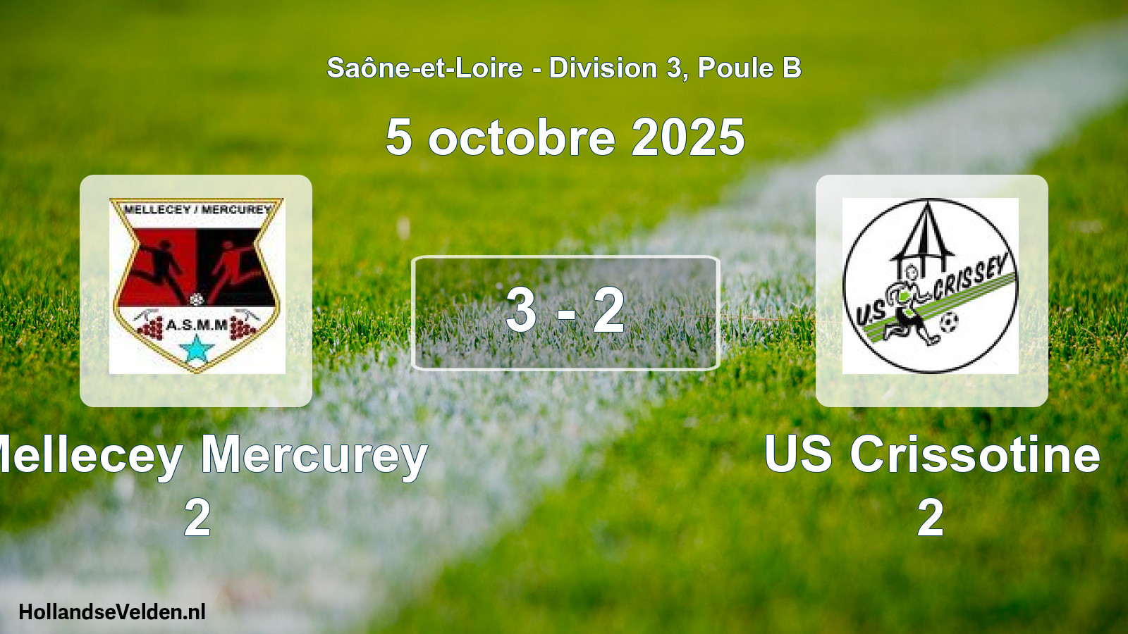 Total number of matches played: Mellecey Mercurey 2 - US Crissotine 2 3 - 2 (5 October 2025)