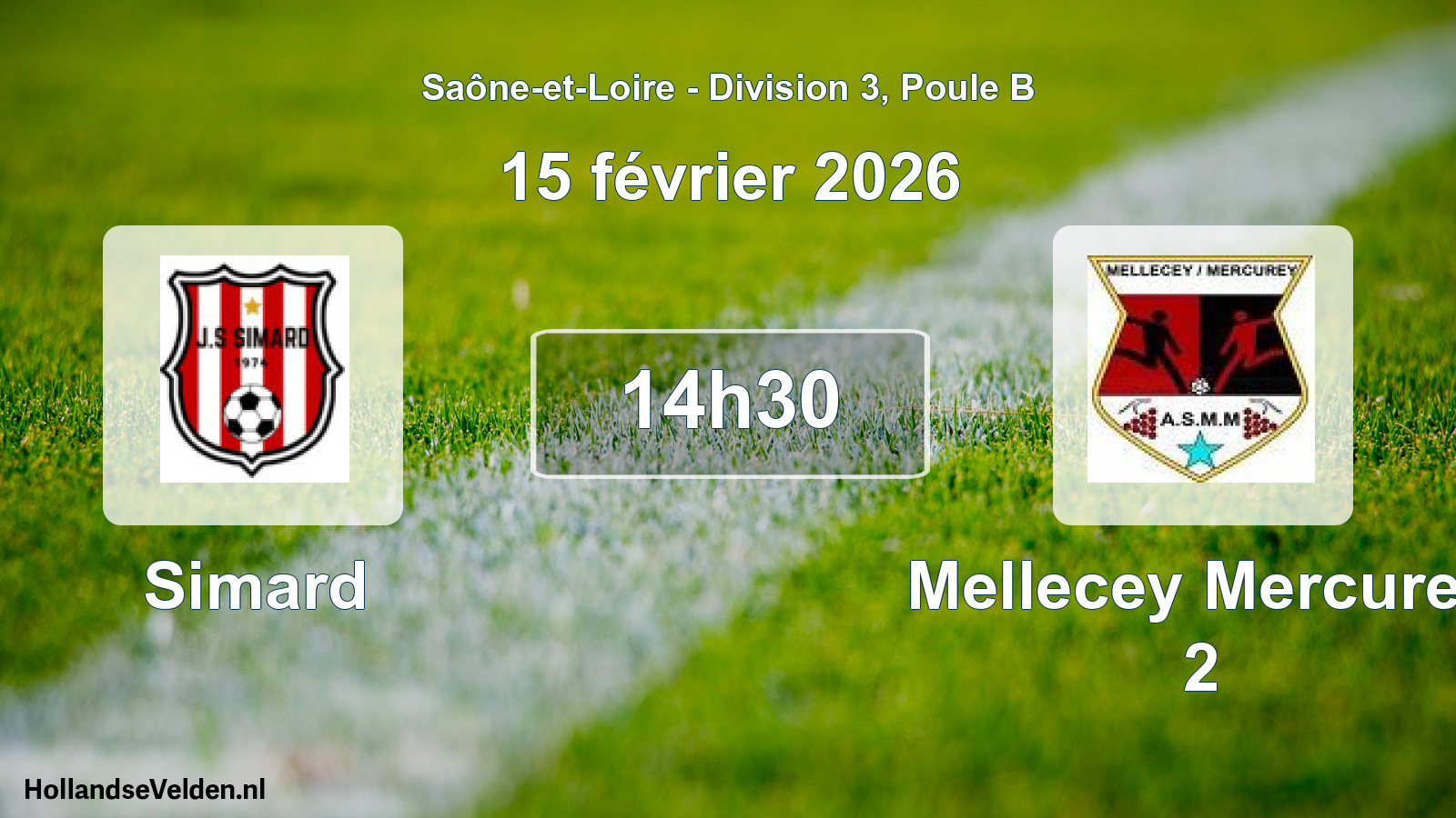 Match programmé: Simard - Mellecey Mercurey 2 (15 février 2026)