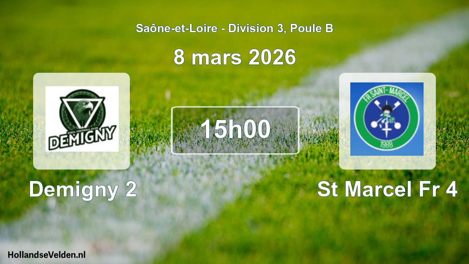 Match programmé: Demigny 2 - St Marcel Fr 4 (8 mars 2026)