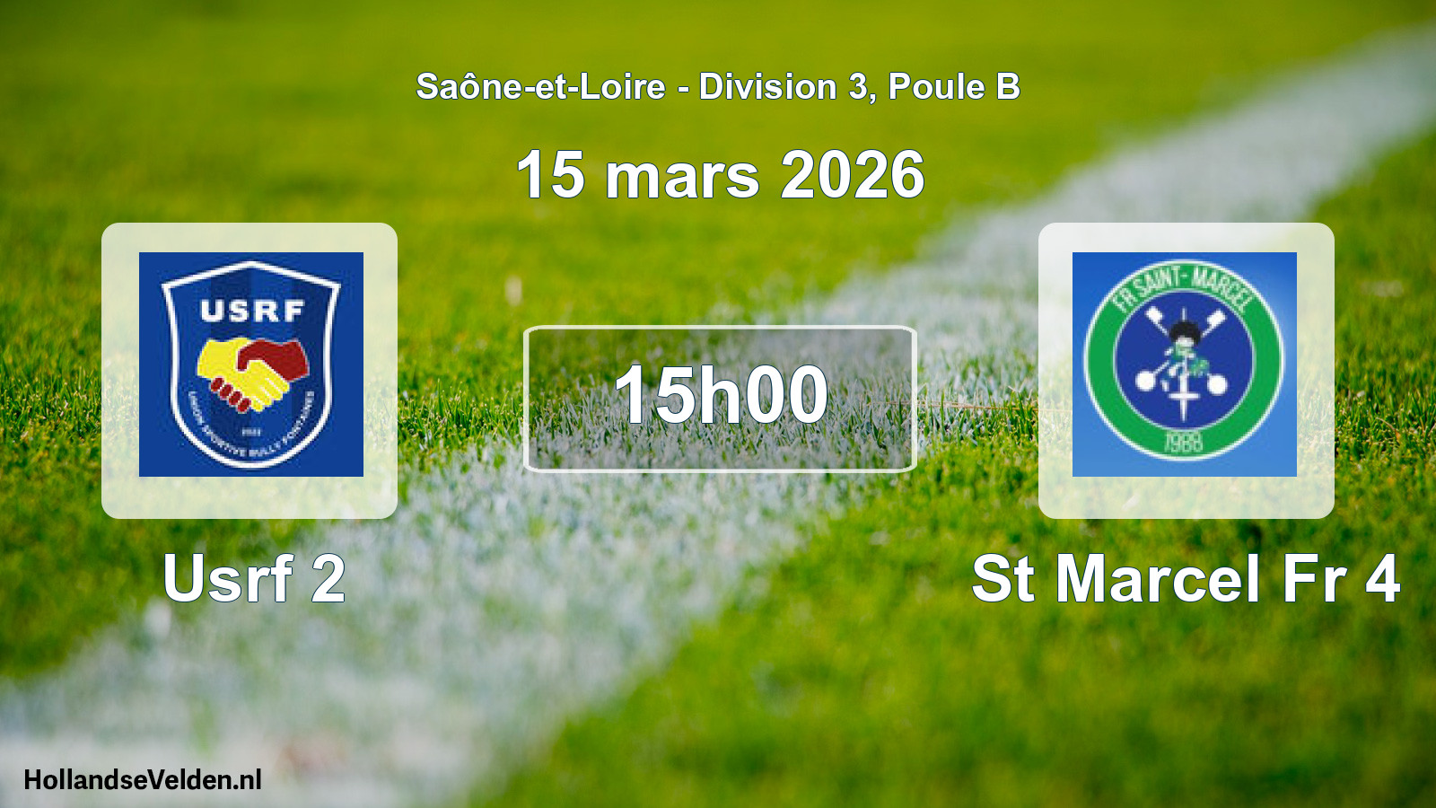 Match programmé: Usrf 2 - St Marcel Fr 4 (15 mars 2026)