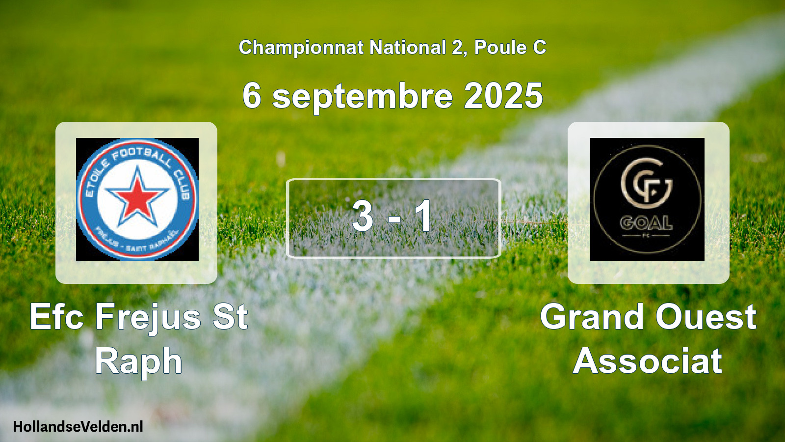 Total number of matches played: Efc Frejus St Raph - Grand Ouest Associat 3 - 1 (6 September 2025)