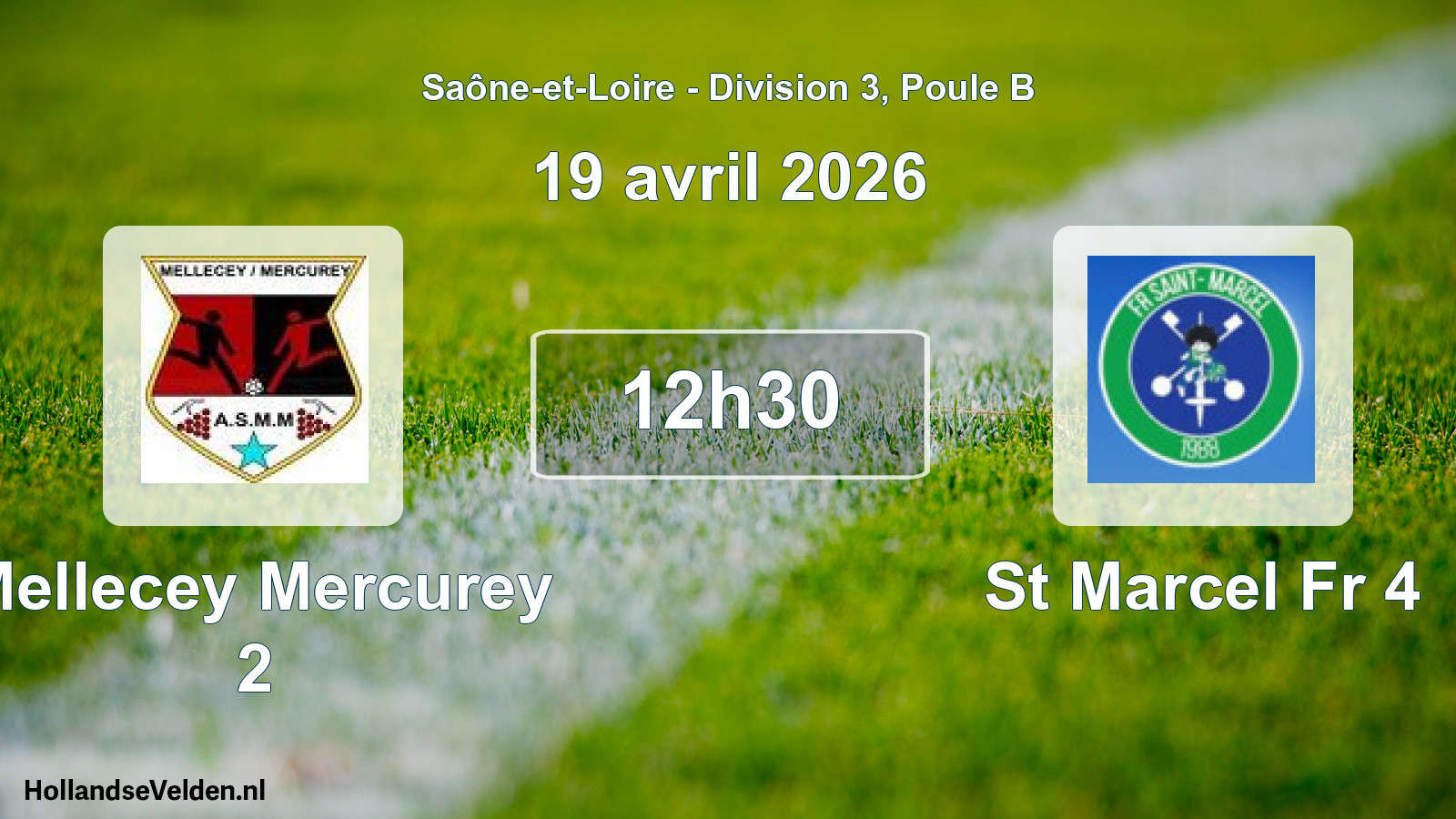 Match programmé: Mellecey Mercurey 2 - St Marcel Fr 4 (19 avril 2026)