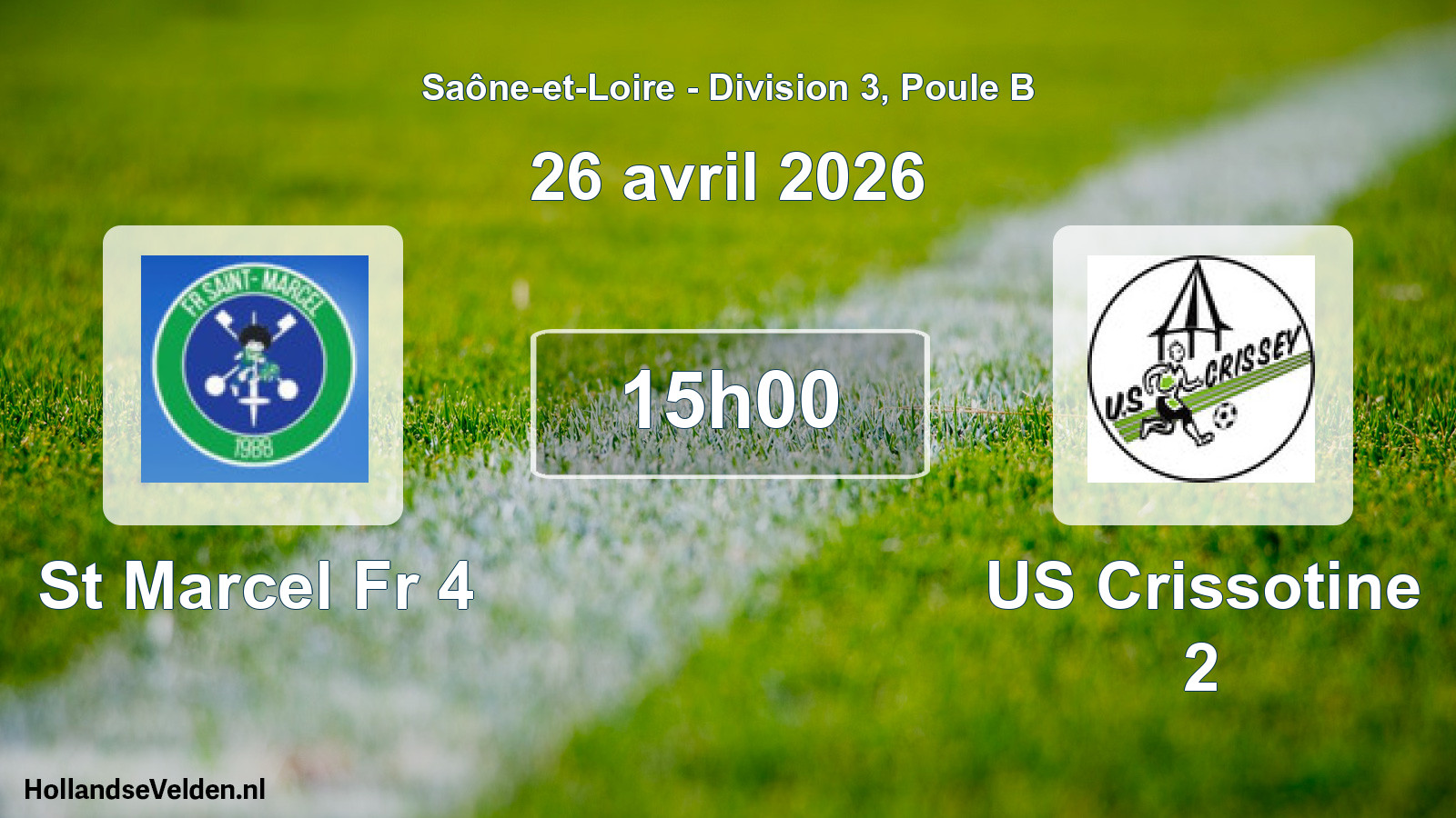 Match programmé: St Marcel Fr 4 - US Crissotine 2 (26 avril 2026)