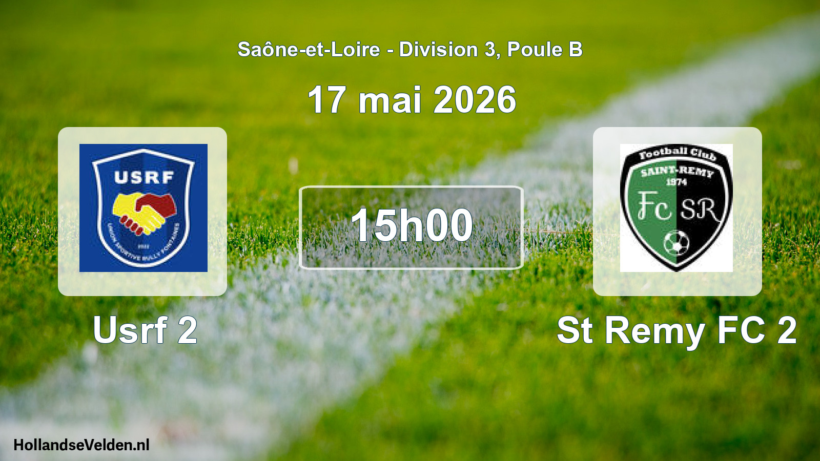 Match programmé: Usrf 2 - St Remy FC 2 (17 mai 2026)