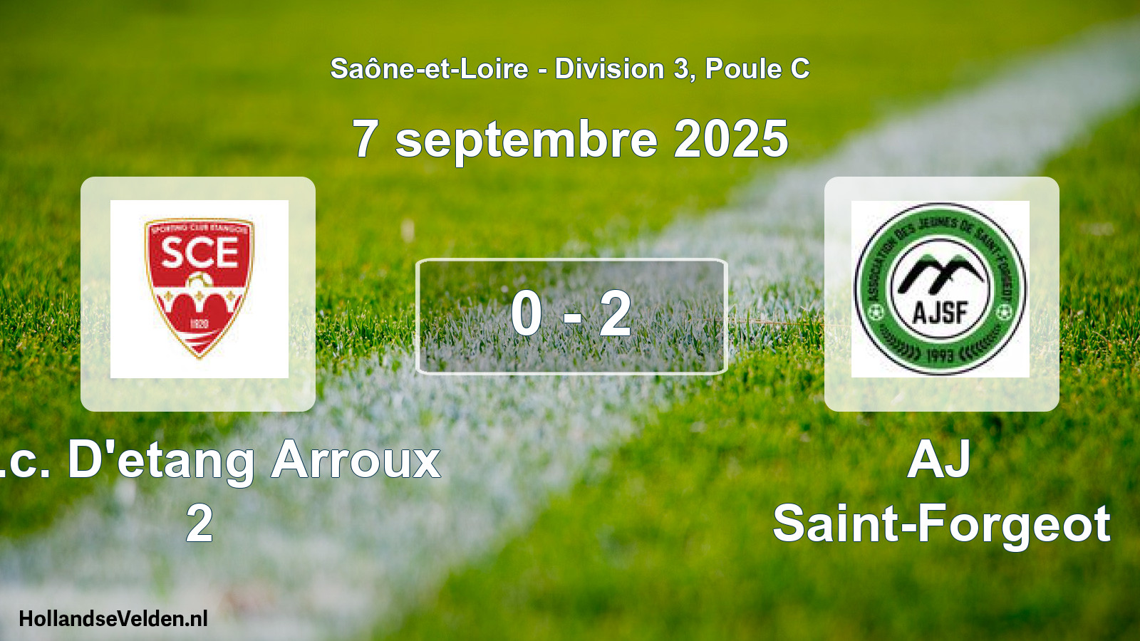 Gespeelde wedstrijd: S.c. D'etang Arroux 2 - AJ Saint-Forgeot 0 - 2 (7 september 2025)