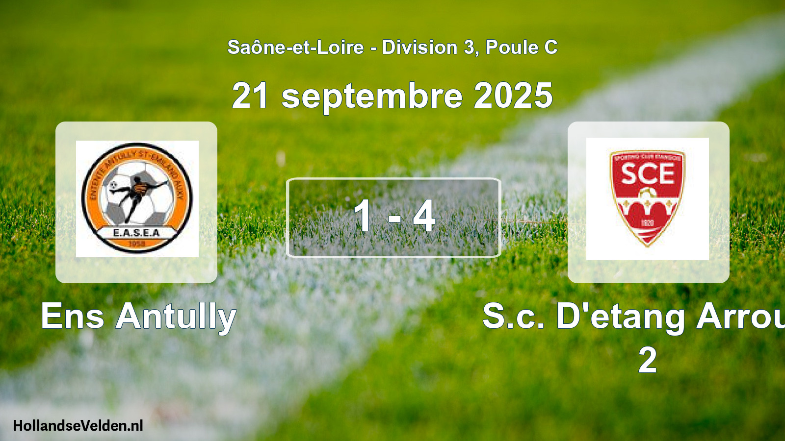 Total number of matches played: Ens Antully - S.c. D'etang Arroux 2 1 - 4 (21 September 2025)