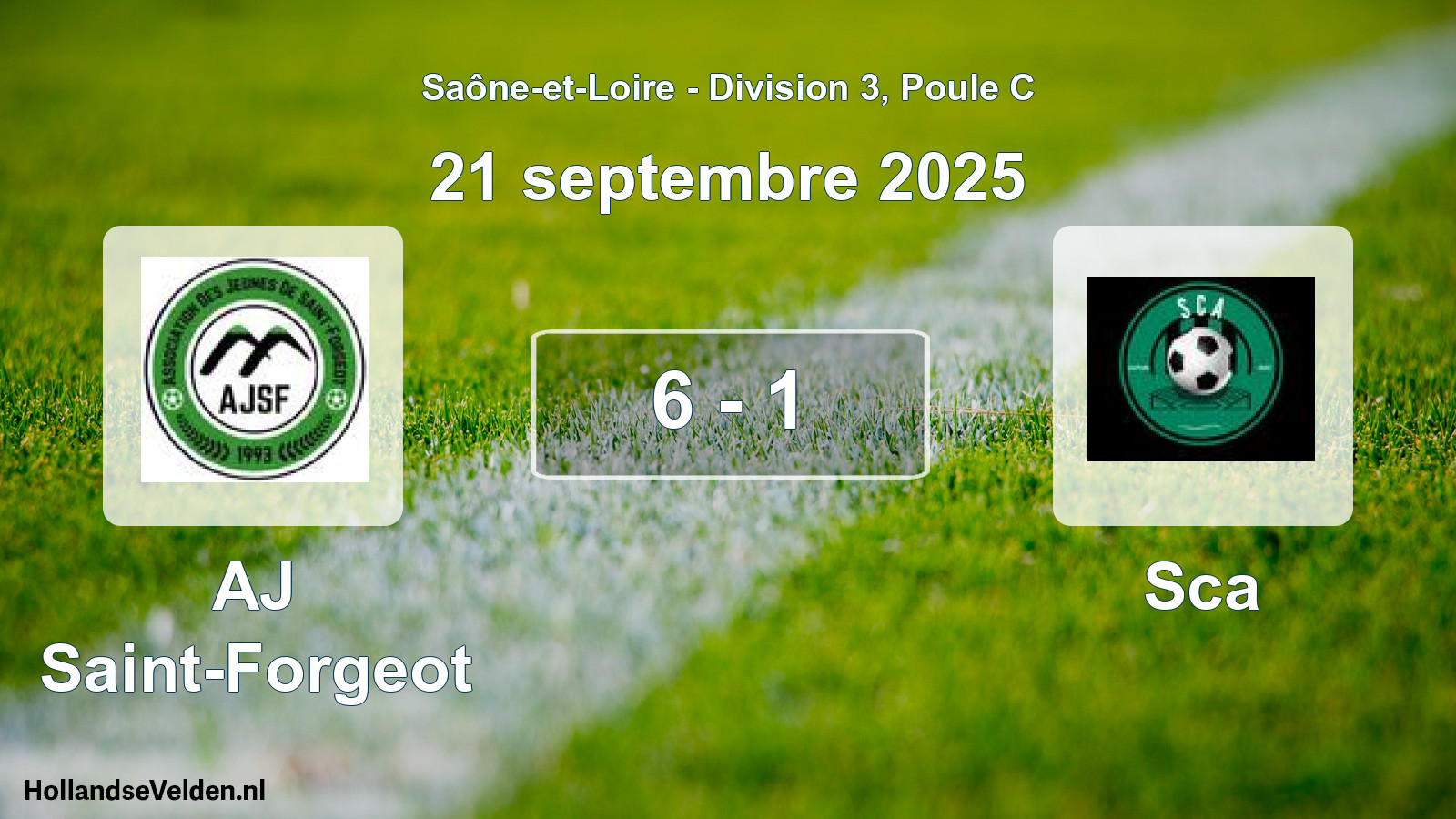 Total number of matches played: AJ Saint-Forgeot - Sca 6 - 1 (21 September 2025)