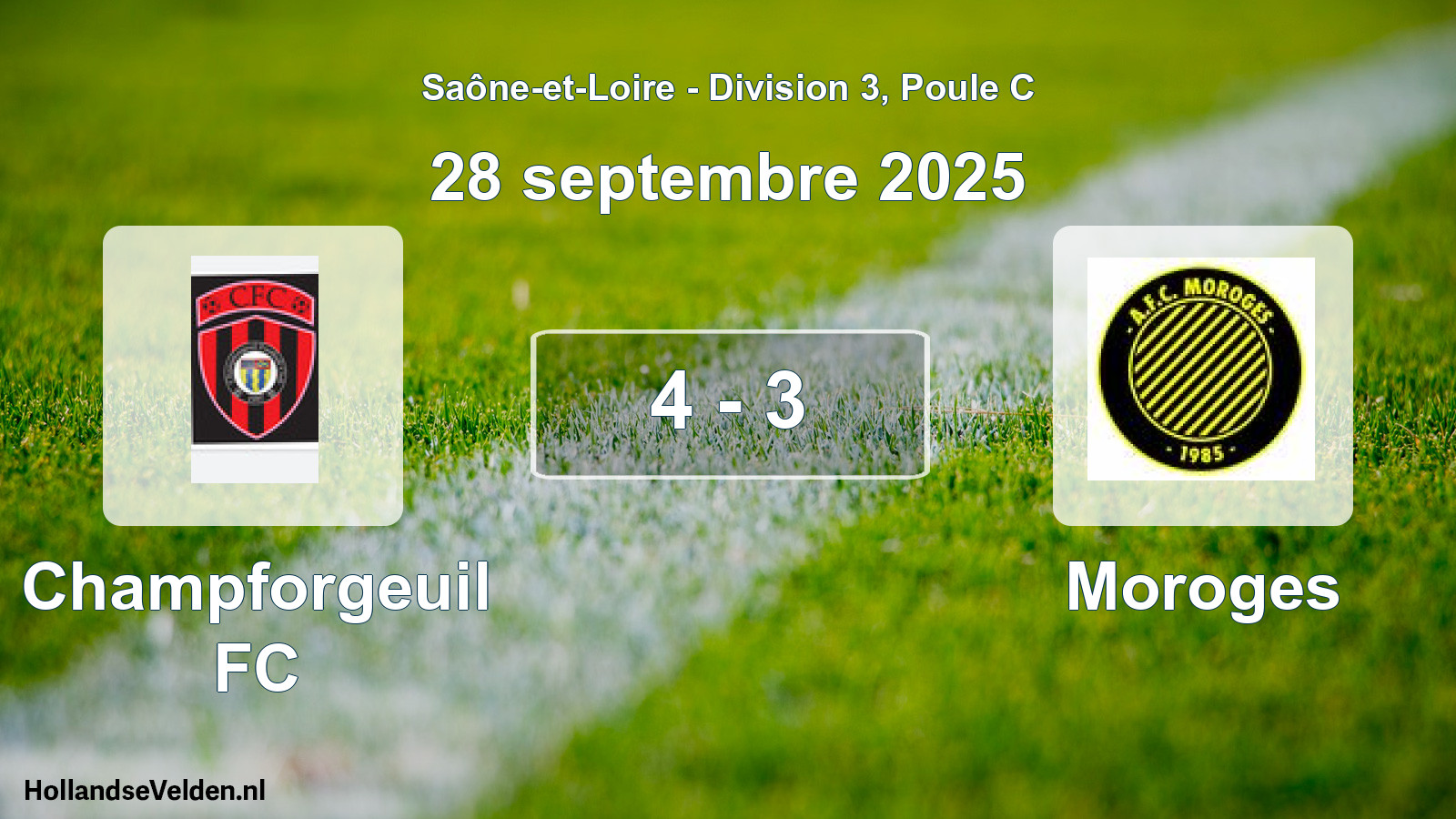 Match joué: Champforgeuil FC - Moroges 4 - 3 (28 septembre 2025)