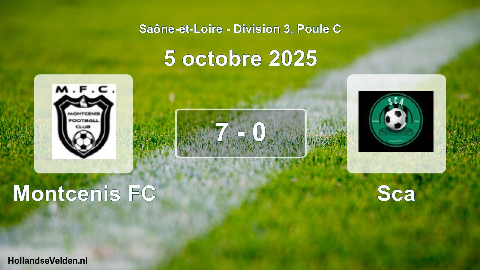 Match joué: Montcenis FC - Sca 7 - 0 (5 octobre 2025)