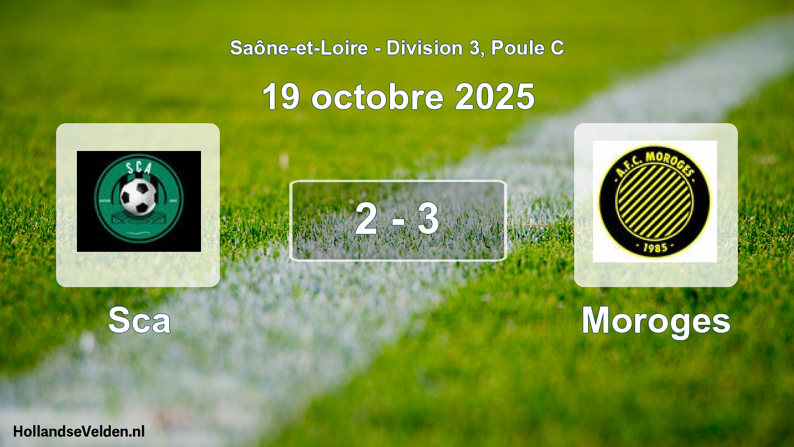 Match joué: Sca - Moroges 2 - 3 (19 octobre 2025)