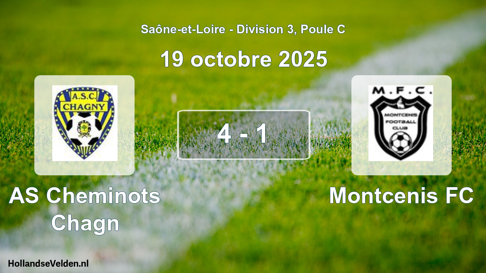 Match joué: AS Cheminots Chagn - Montcenis FC 4 - 1 (19 octobre 2025)