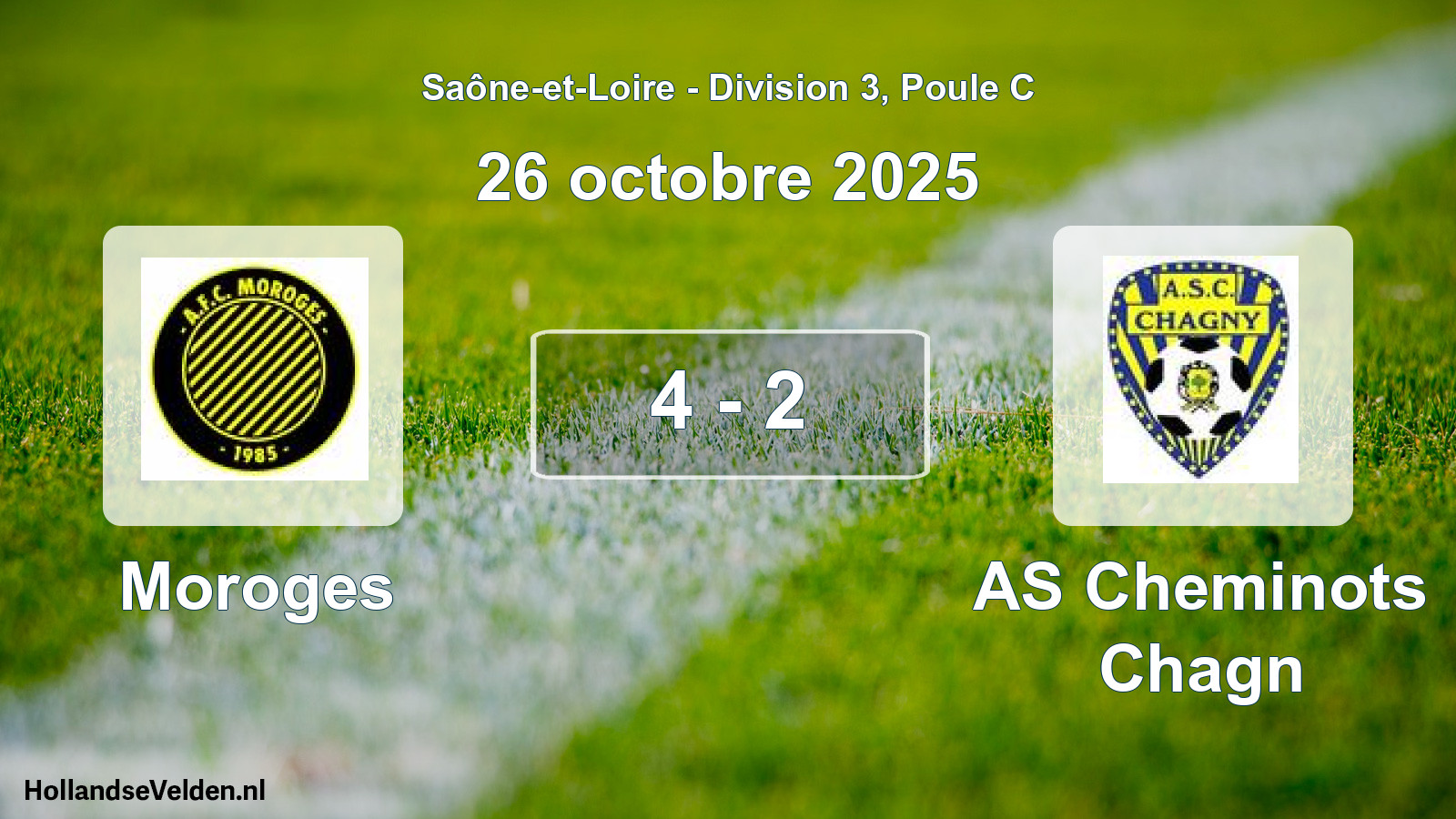 Total number of matches played: Moroges - AS Cheminots Chagn 4 - 2 (26 October 2025)
