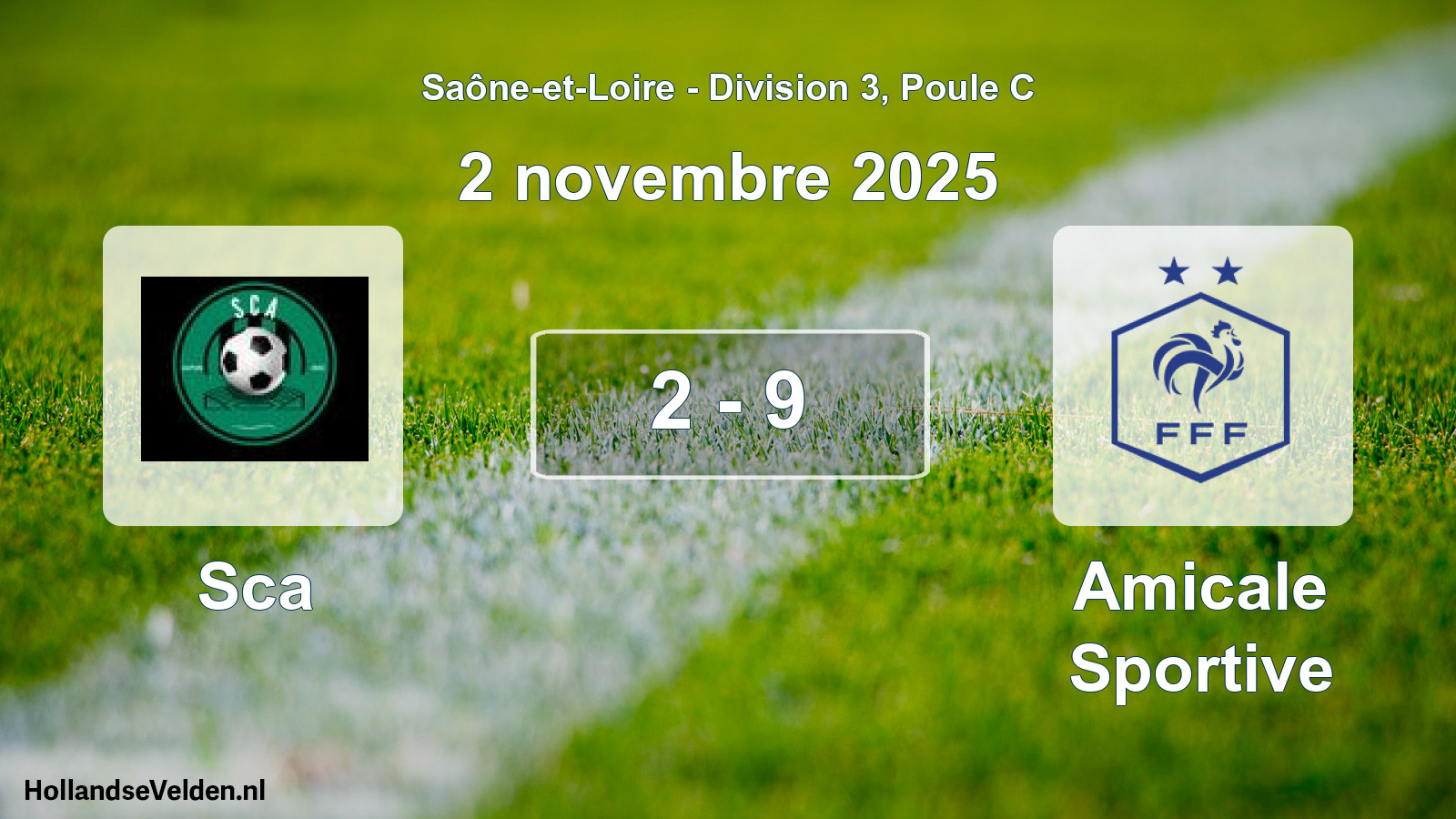 Total number of matches played: Sca - Amicale Sportive 2 - 9 (2 November 2025)