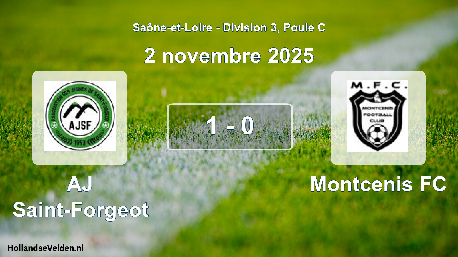 Match joué: AJ Saint-Forgeot - Montcenis FC 1 - 0 (2 novembre 2025)