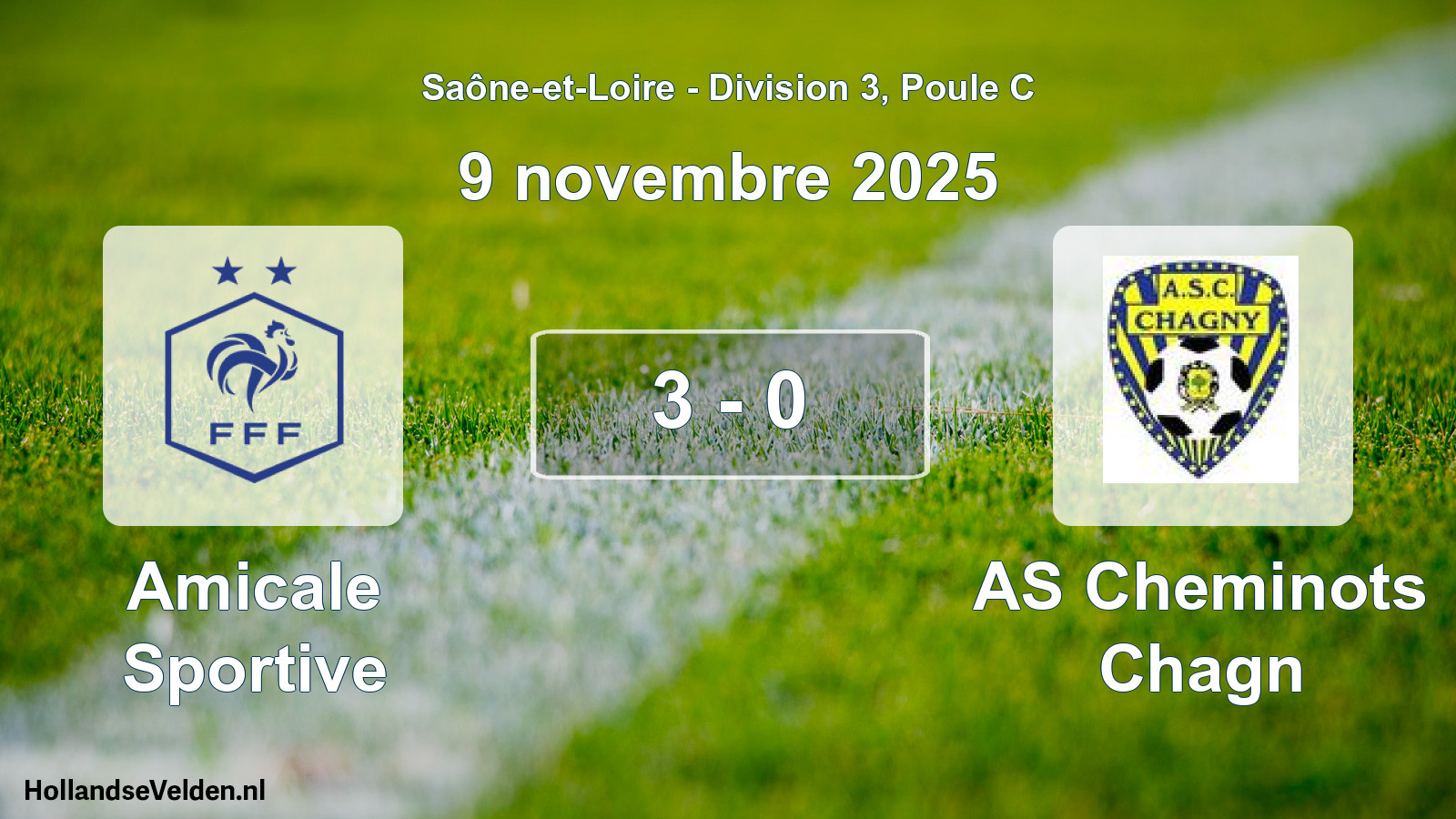 Total number of matches played: Amicale Sportive - AS Cheminots Chagn 3 - 0 (9 November 2025)