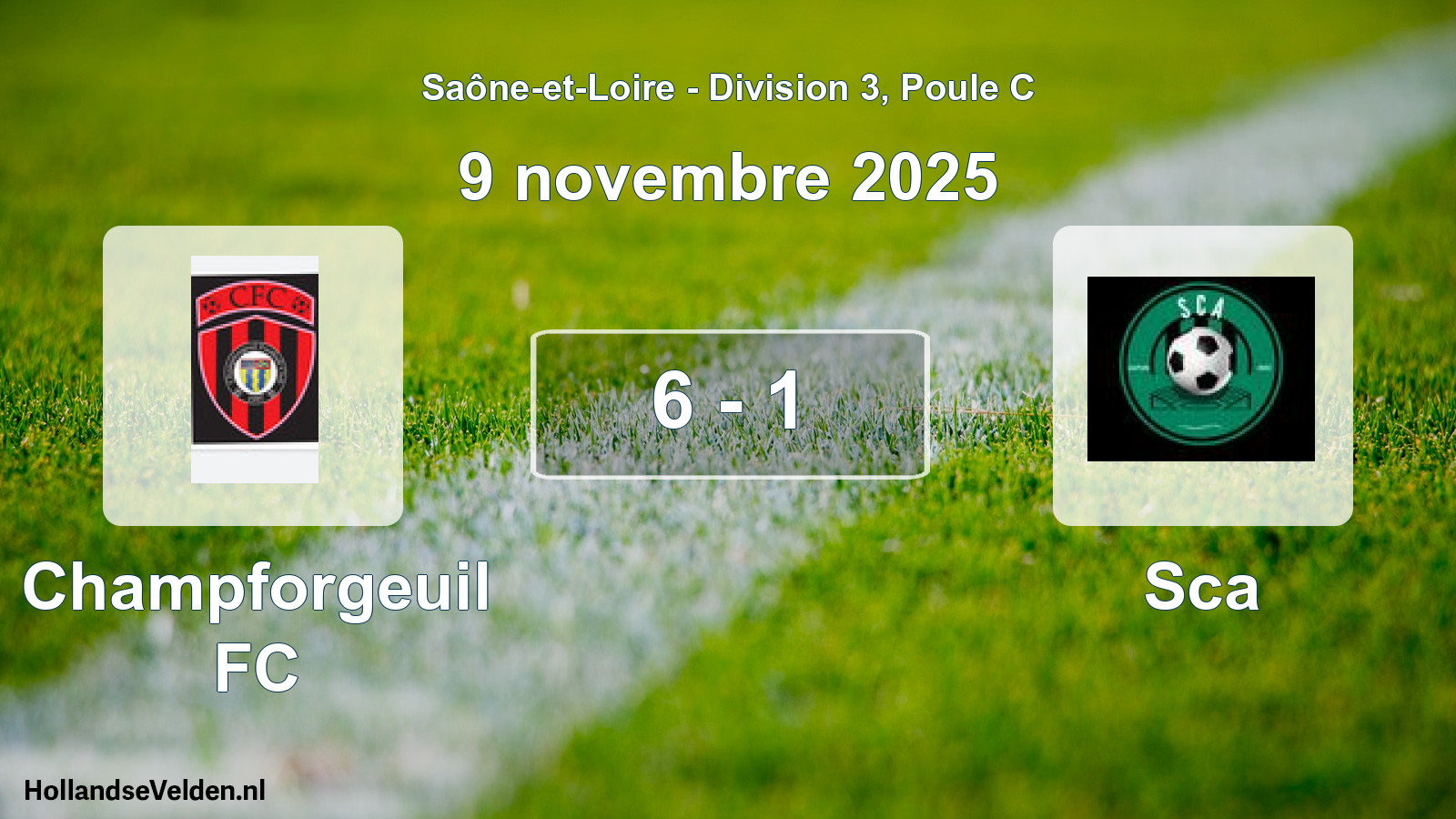 Gespeelde wedstrijd: Champforgeuil FC - Sca 6 - 1 (9 november 2025)