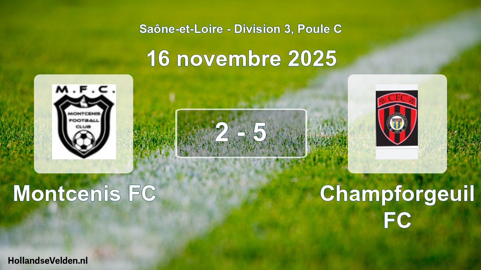 Match joué: Montcenis FC - Champforgeuil FC 2 - 5 (16 novembre 2025)