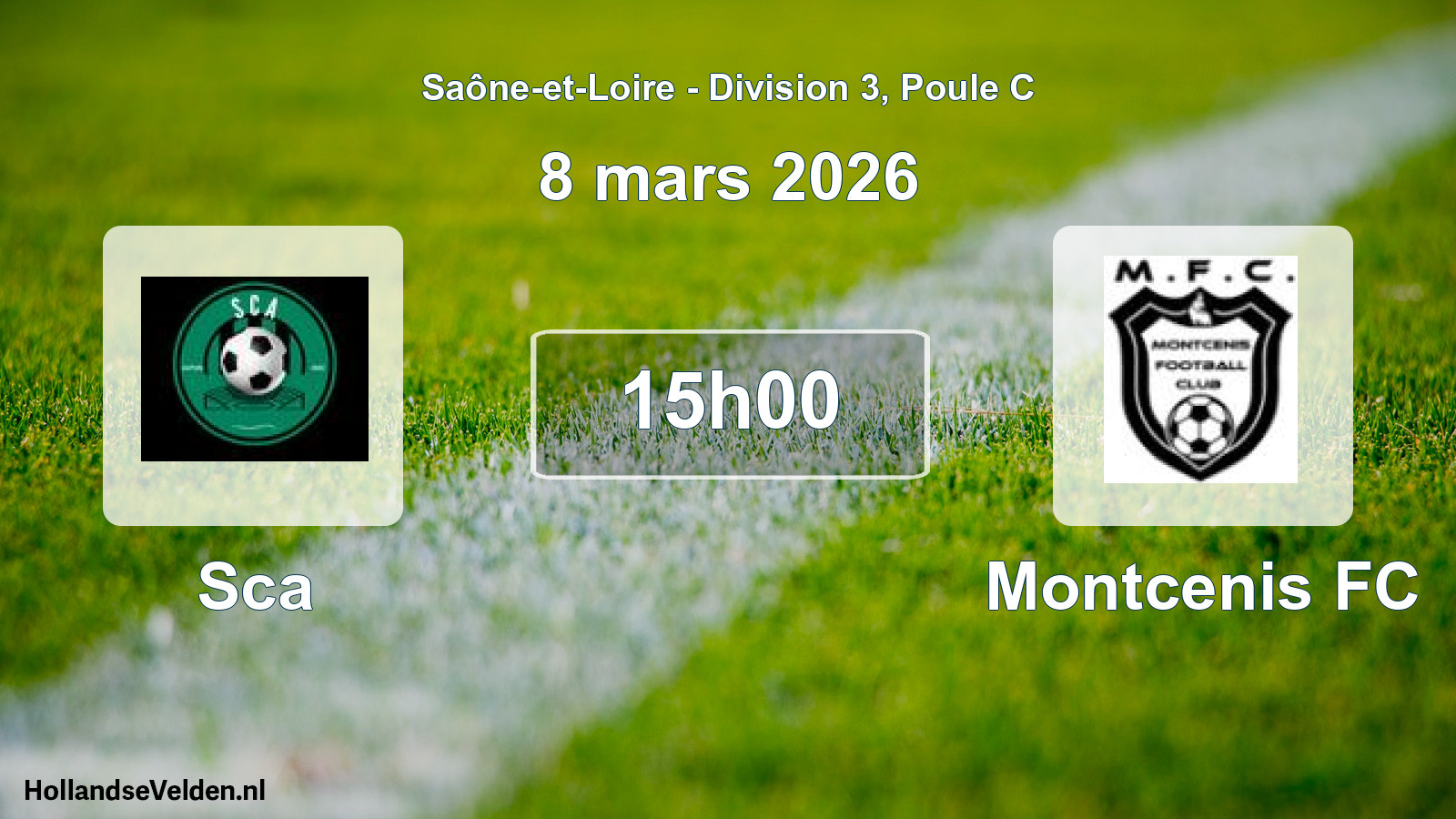 Match programmé: Sca - Montcenis FC (8 mars 2026)