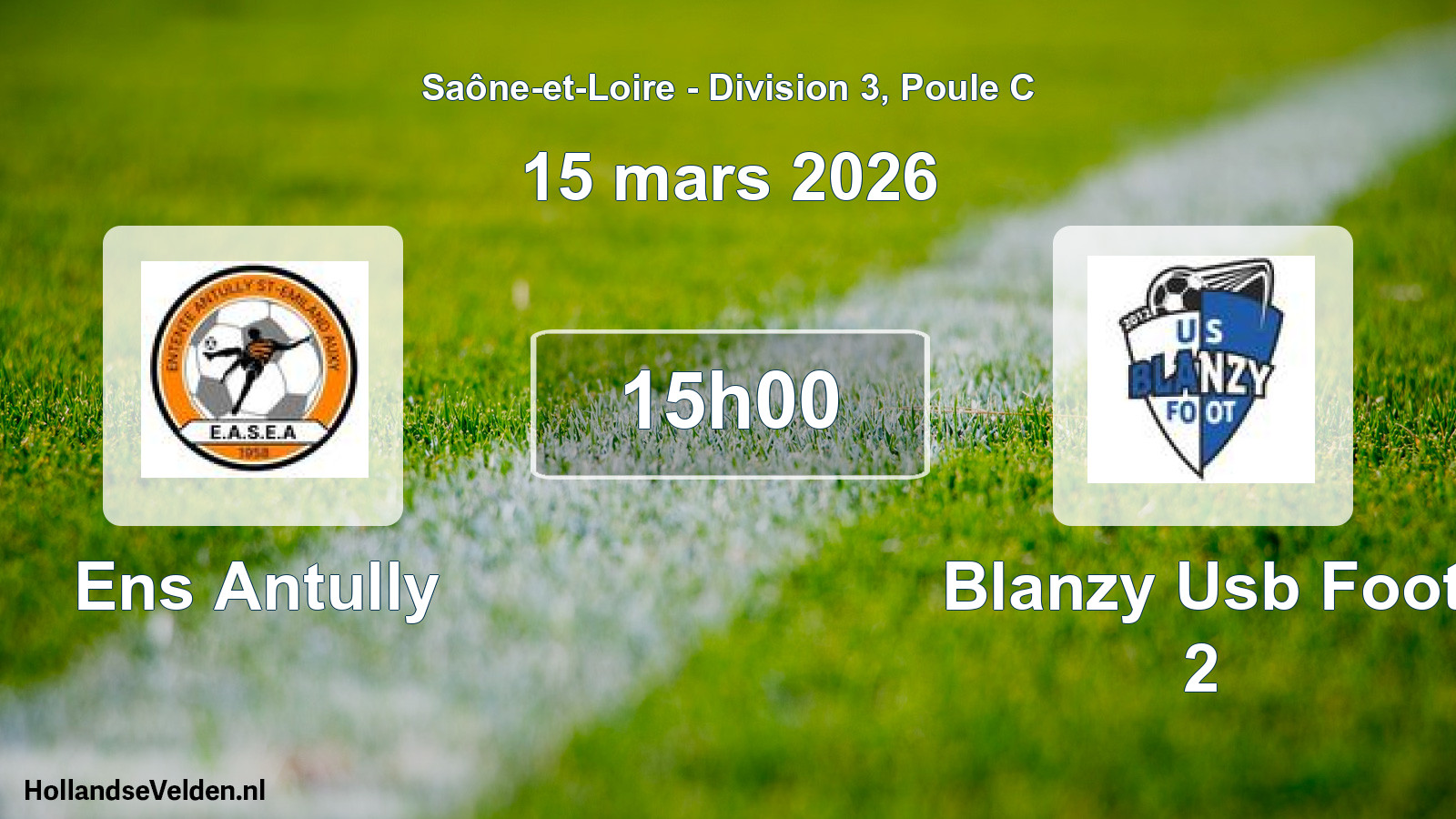 Match programmé: Ens Antully - Blanzy Usb Foot 2 (15 mars 2026)
