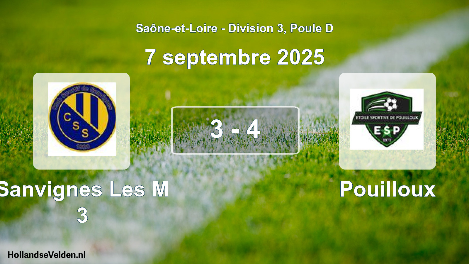 Total number of matches played: Sanvignes Les M 3 - Pouilloux 3 - 4 (7 September 2025)