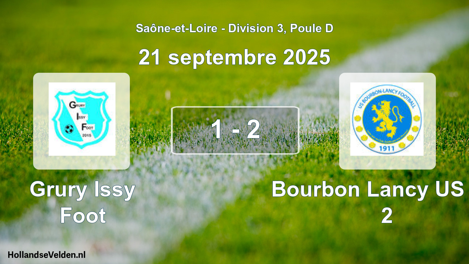 Match joué: Grury Issy Foot - Bourbon Lancy US Fpt 2 1 - 2 (21 septembre 2025)