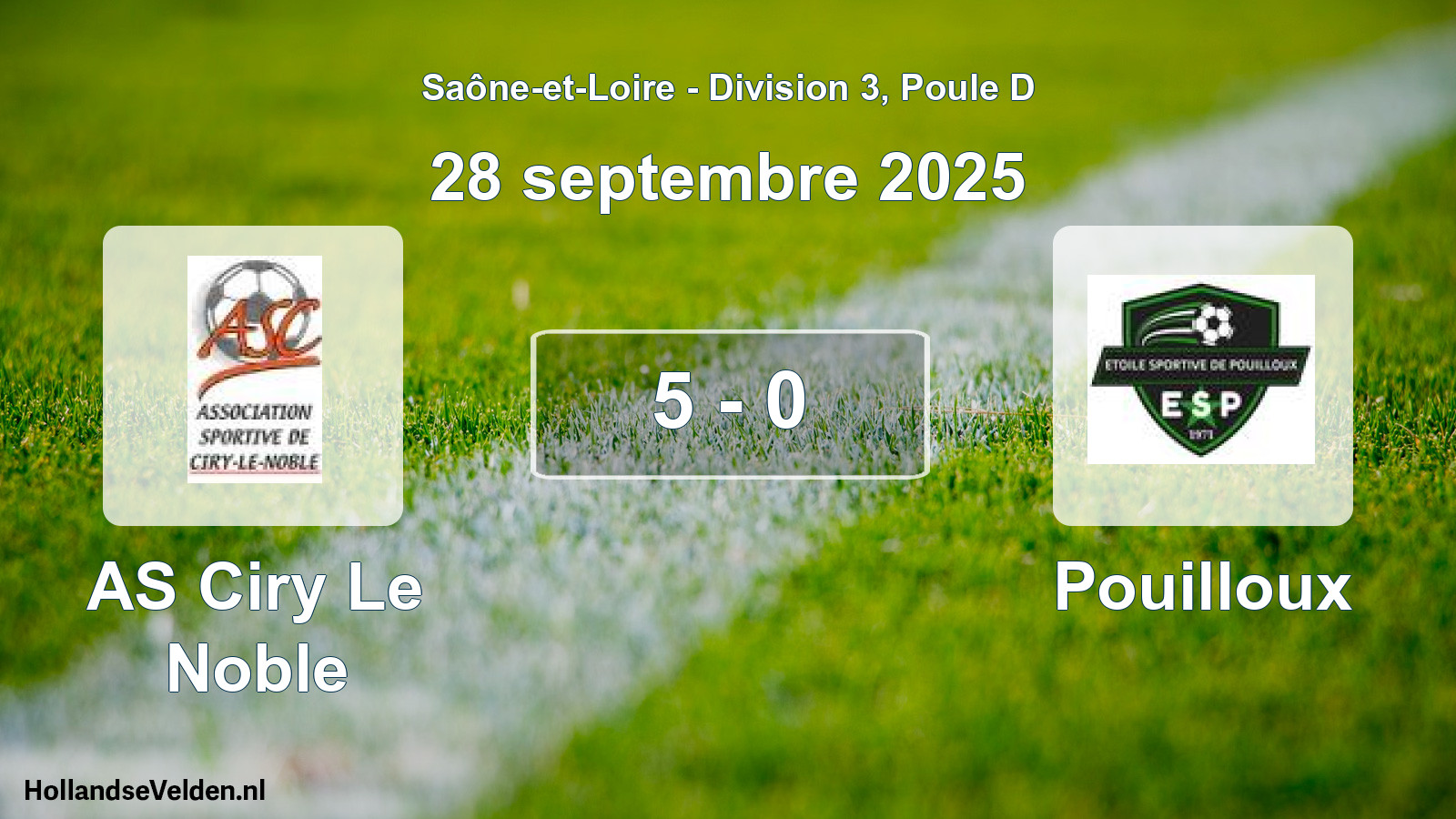 Total number of matches played: AS Ciry Le Noble - Pouilloux 5 - 0 (28 September 2025)