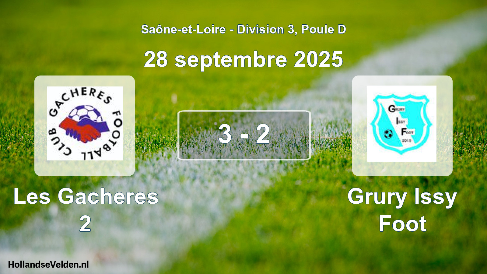 Total number of matches played: Les Gacheres 2 - Grury Issy Foot 3 - 2 (28 September 2025)