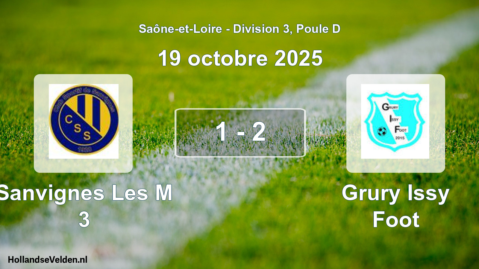 Total number of matches played: Sanvignes Les M 3 - Grury Issy Foot 1 - 2 (19 October 2025)