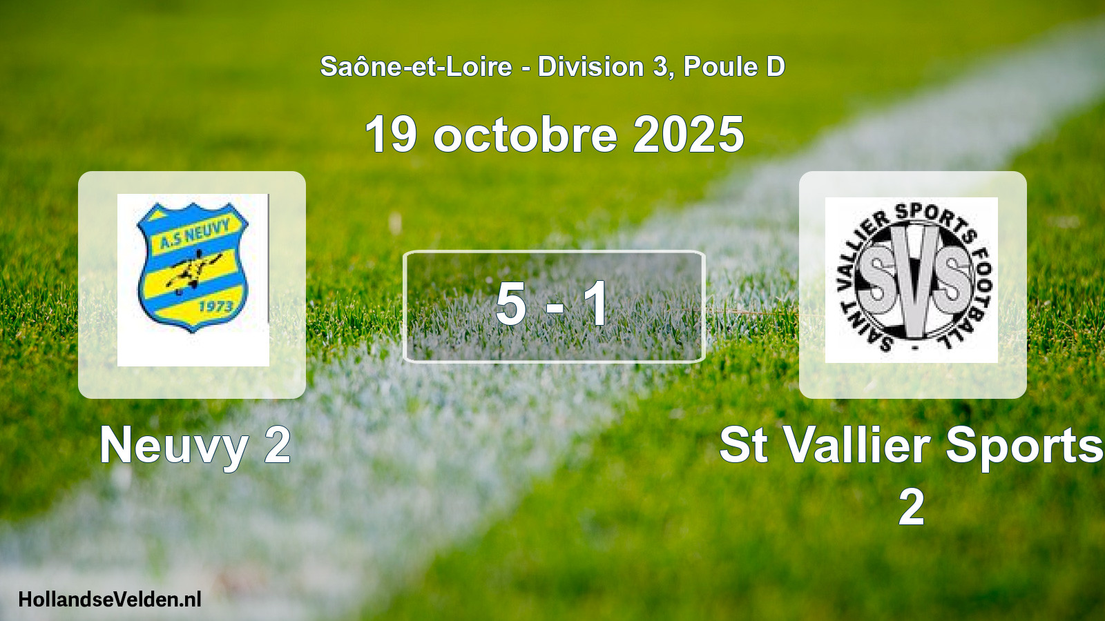 Gespeelde wedstrijd: Neuvy 2 - St Vallier Sports 2 5 - 1 (19 oktober 2025)