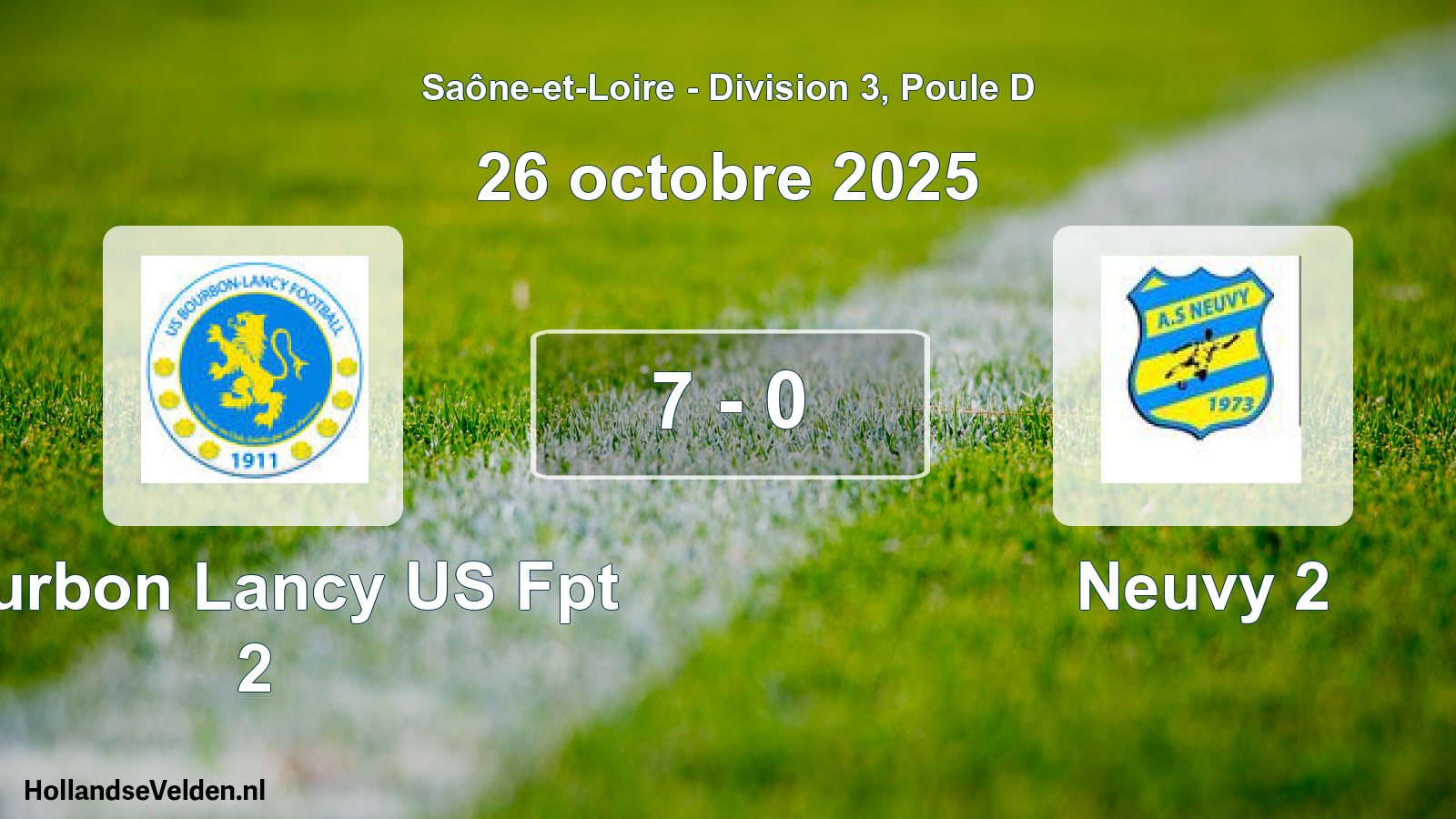 Total number of matches played: Bourbon Lancy US Fpt 2 - Neuvy 2 7 - 0 (26 October 2025)