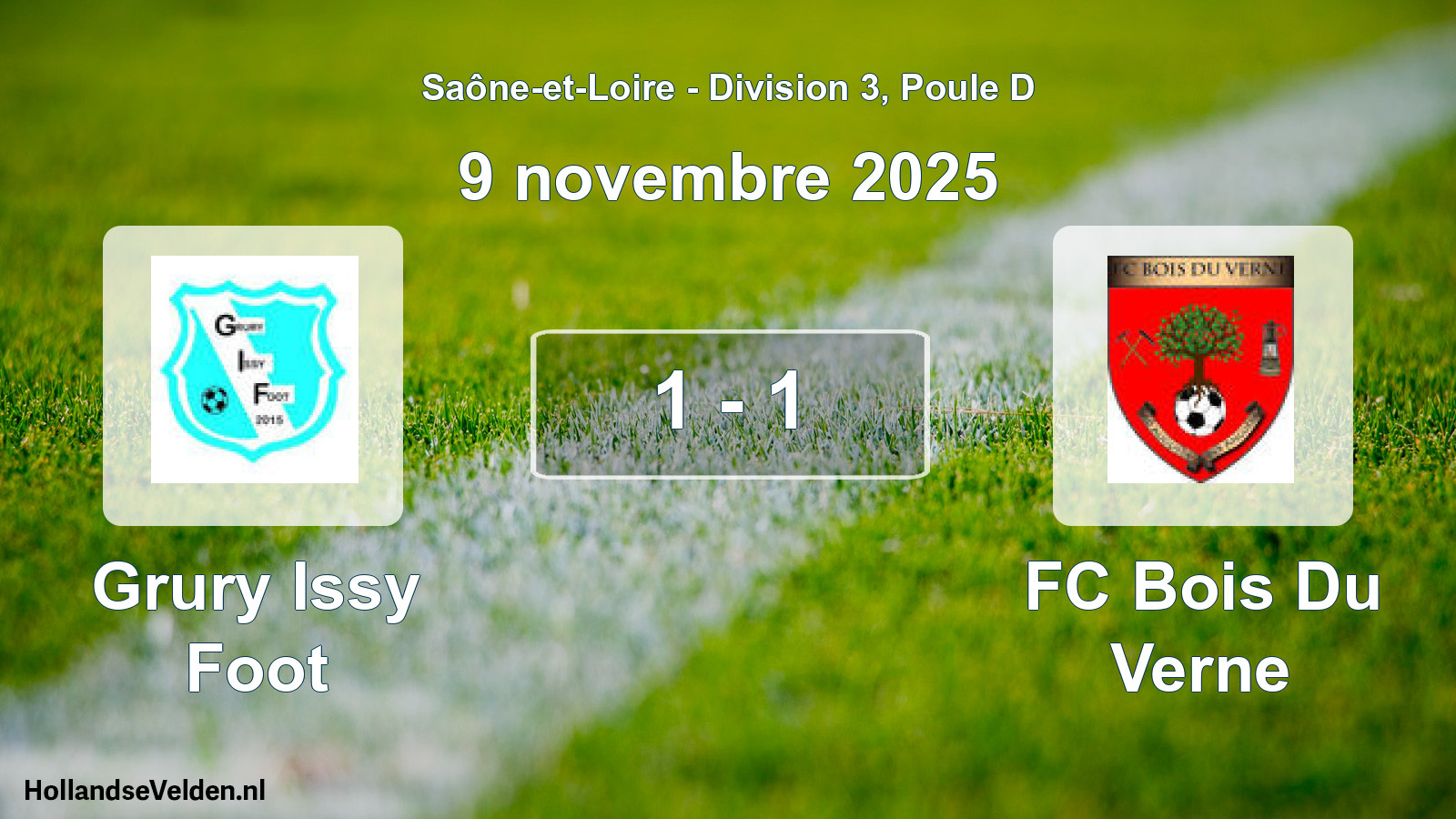 Match joué: Grury Issy Foot - FC Bois Du Verne 1 - 1 (9 novembre 2025)