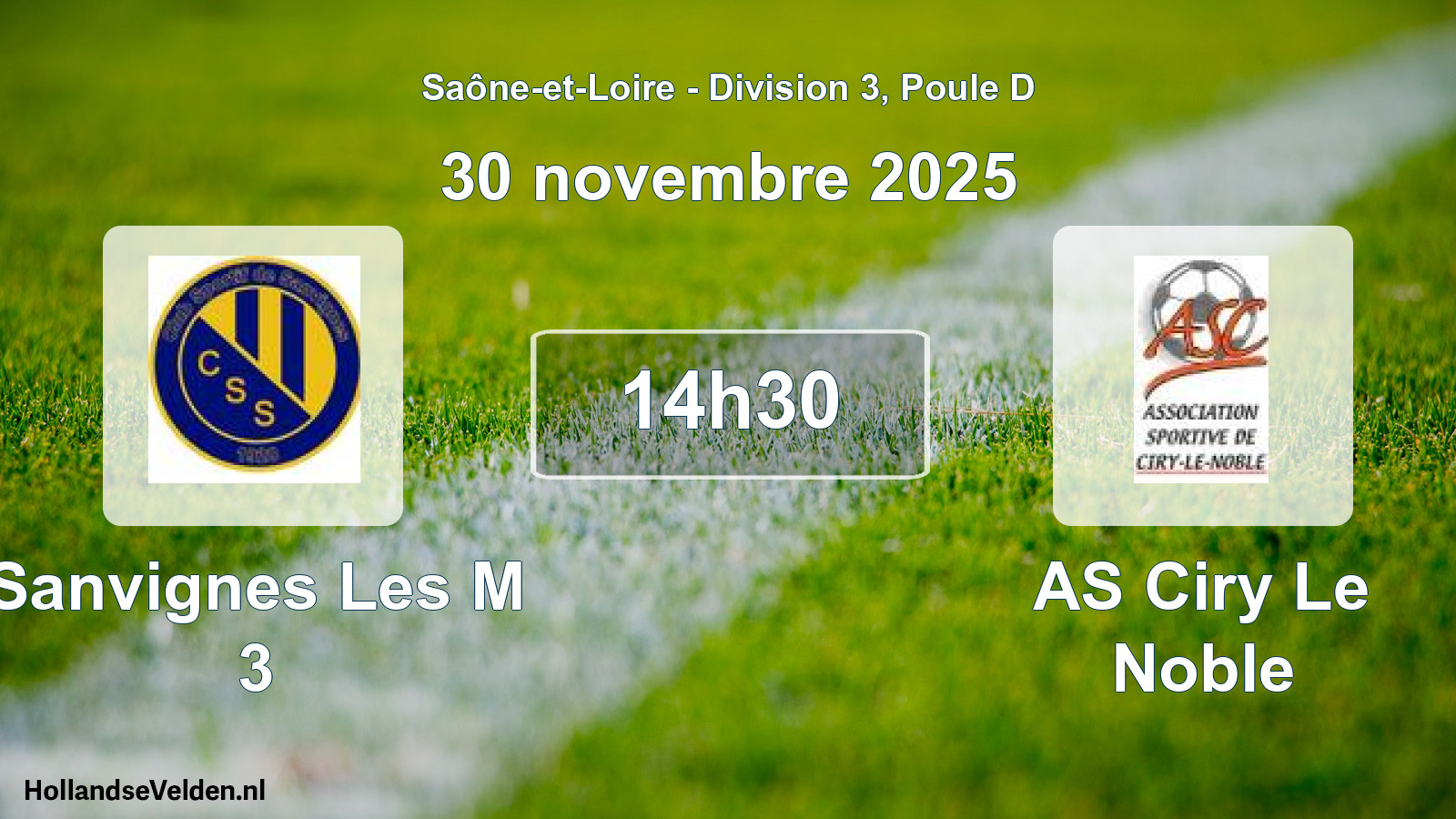 Match programmé: Sanvignes Les M 3 - AS Ciry Le Noble (30 novembre 2025)