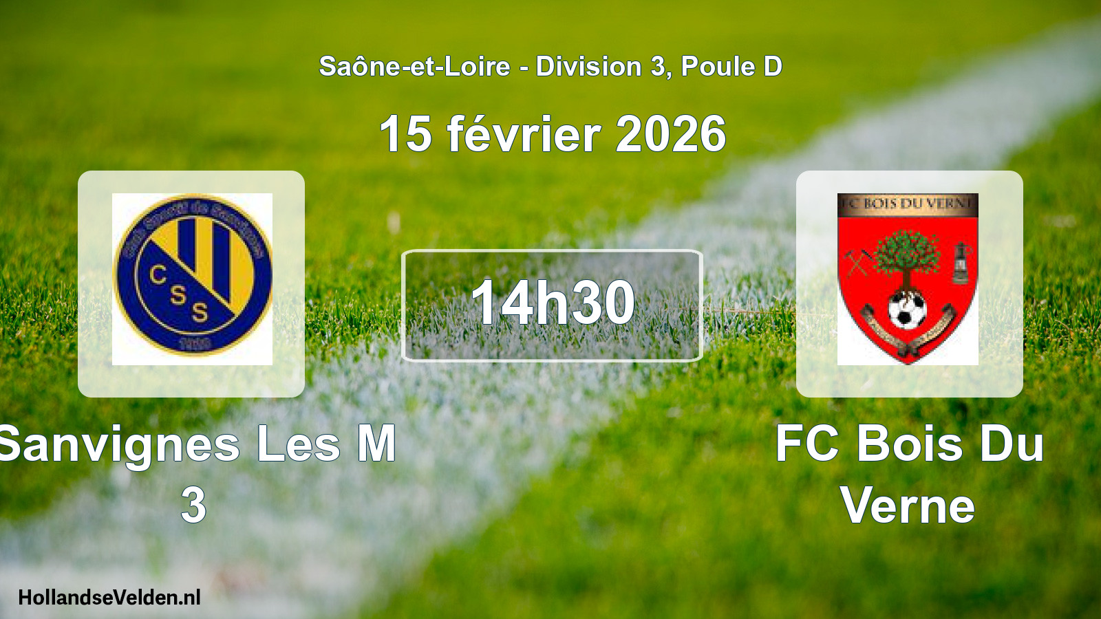 Scheduled Match: Sanvignes Les M 3 - FC Bois Du Verne (15 February 2026)