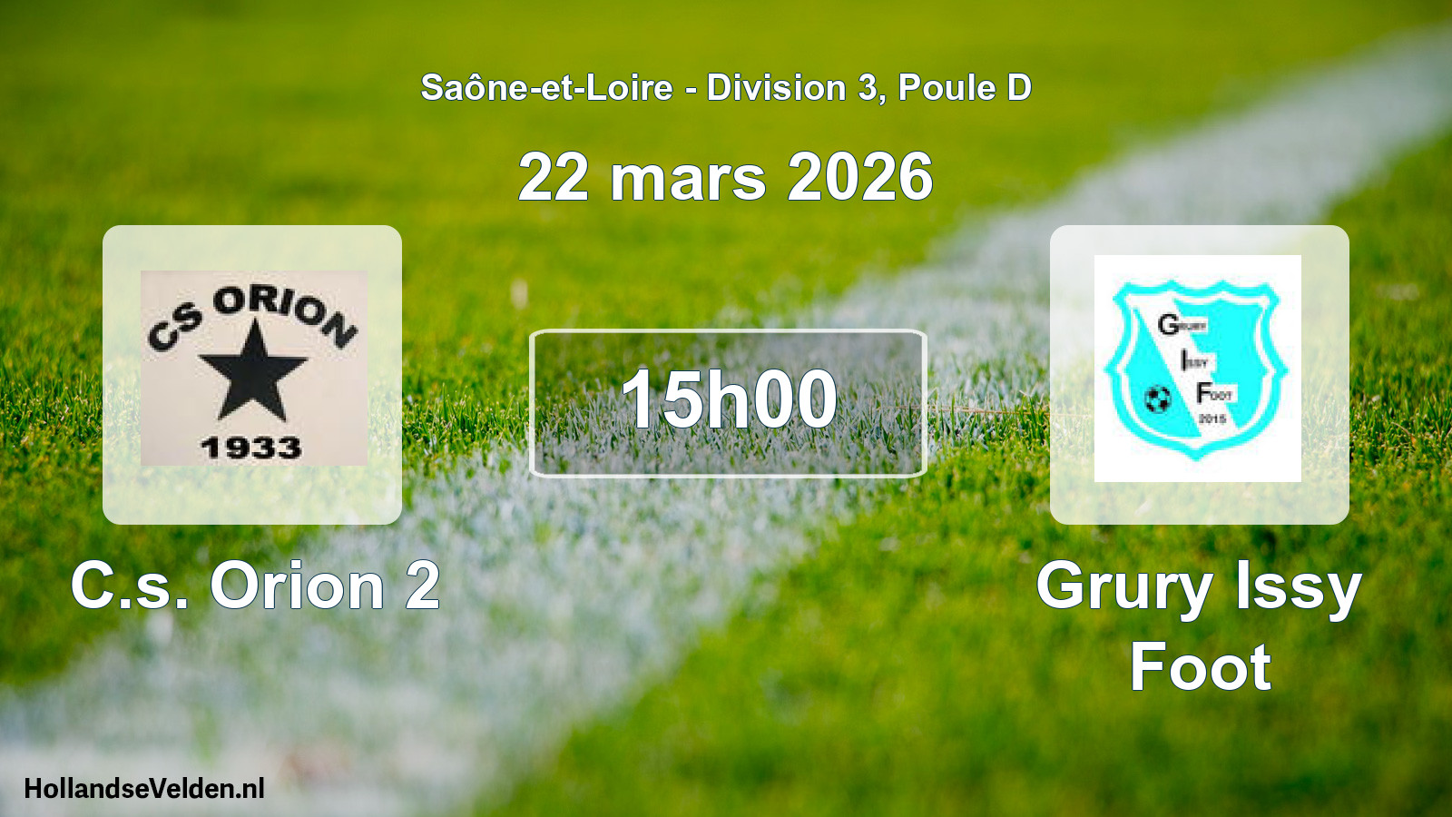 Match programmé: C.s. Orion 2 - Grury Issy Foot (22 mars 2026)