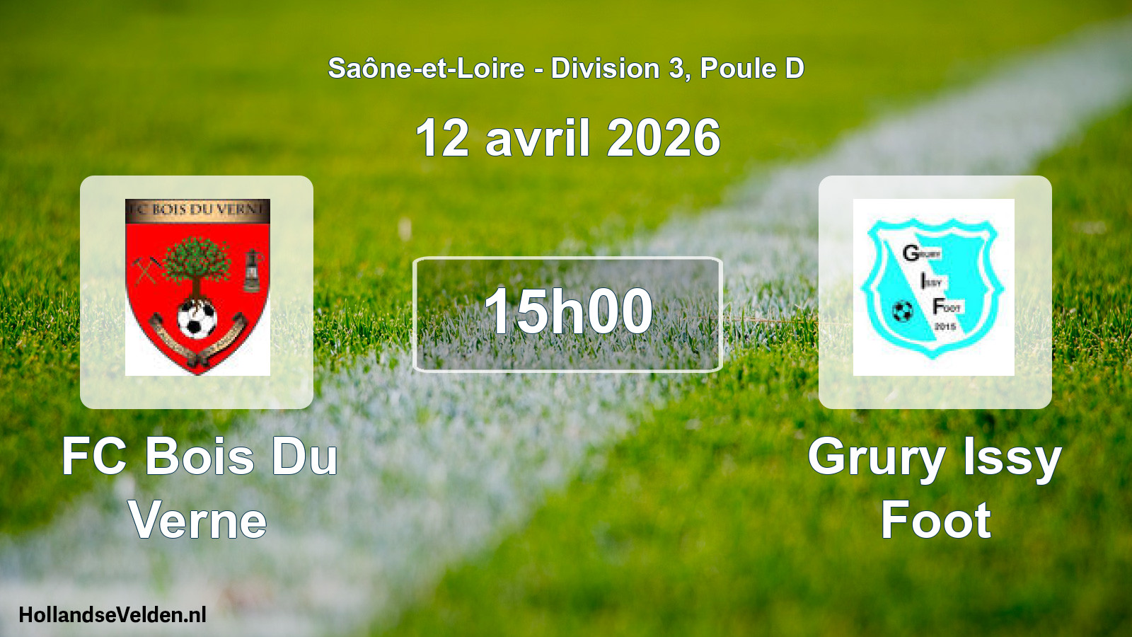 Match programmé: FC Bois Du Verne - Grury Issy Foot (12 avril 2026)