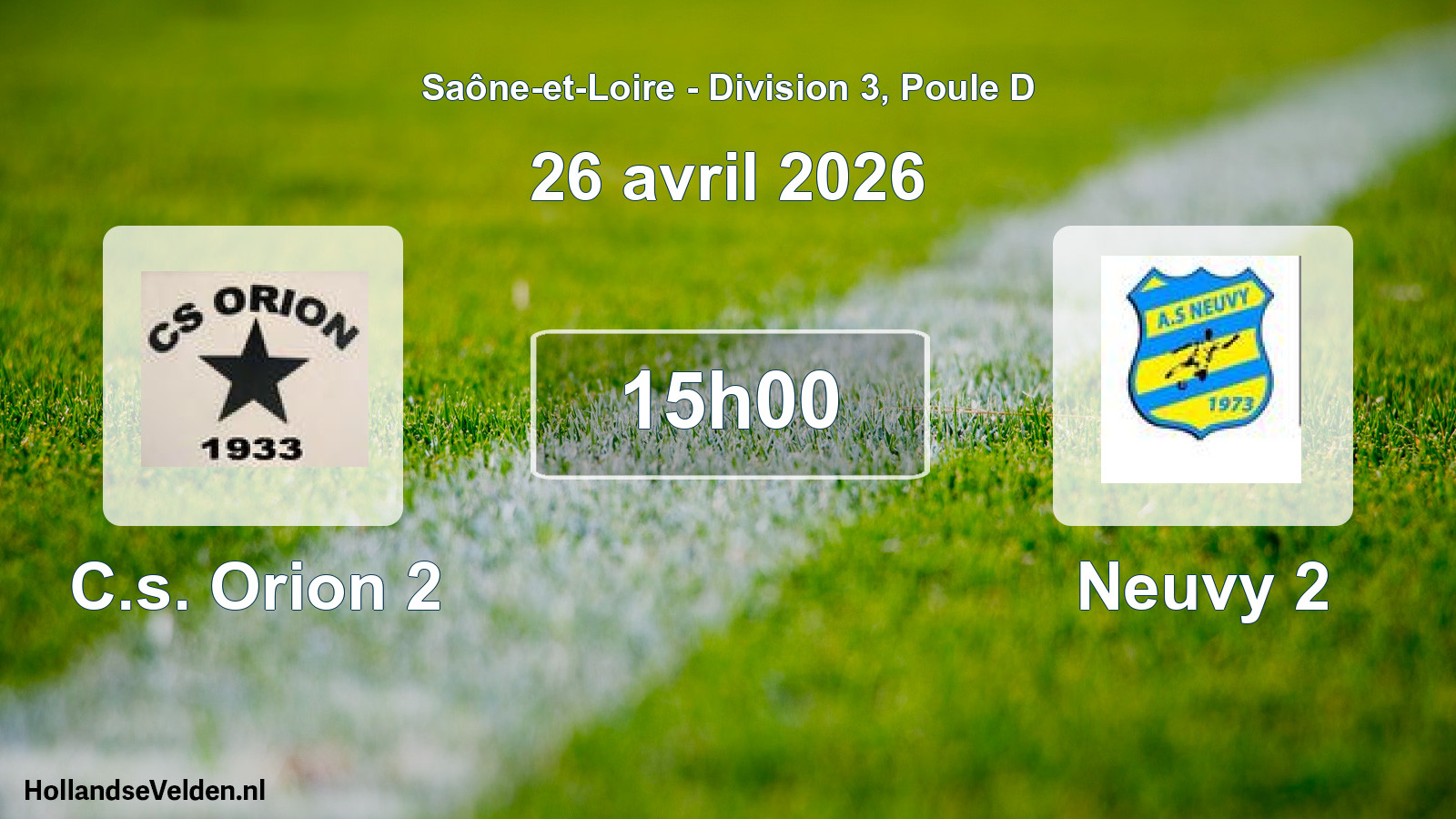 Match programmé: C.s. Orion 2 - Neuvy 2 (26 avril 2026)