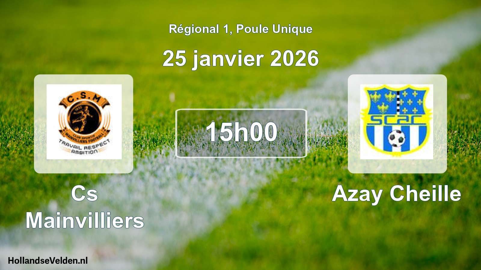 Geplande wedstrijd: Cs Mainvilliers - Azay Cheille (25 janvier 2026)