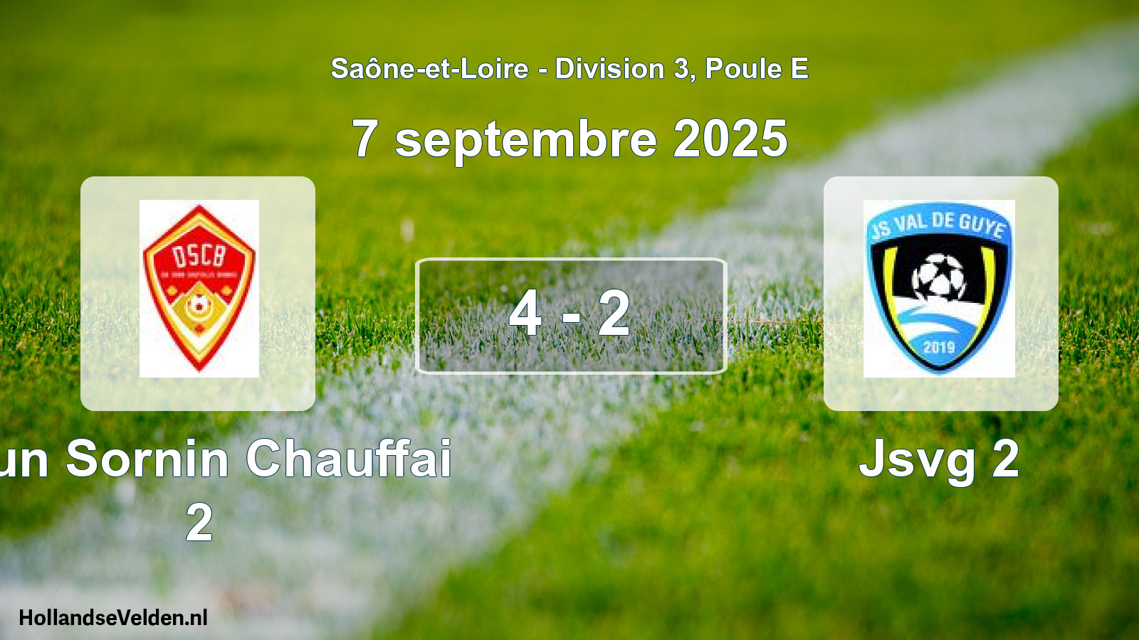 Match joué: Dun Sornin Chauffai 2 - Jsvg 2 4 - 2 (7 septembre 2025)